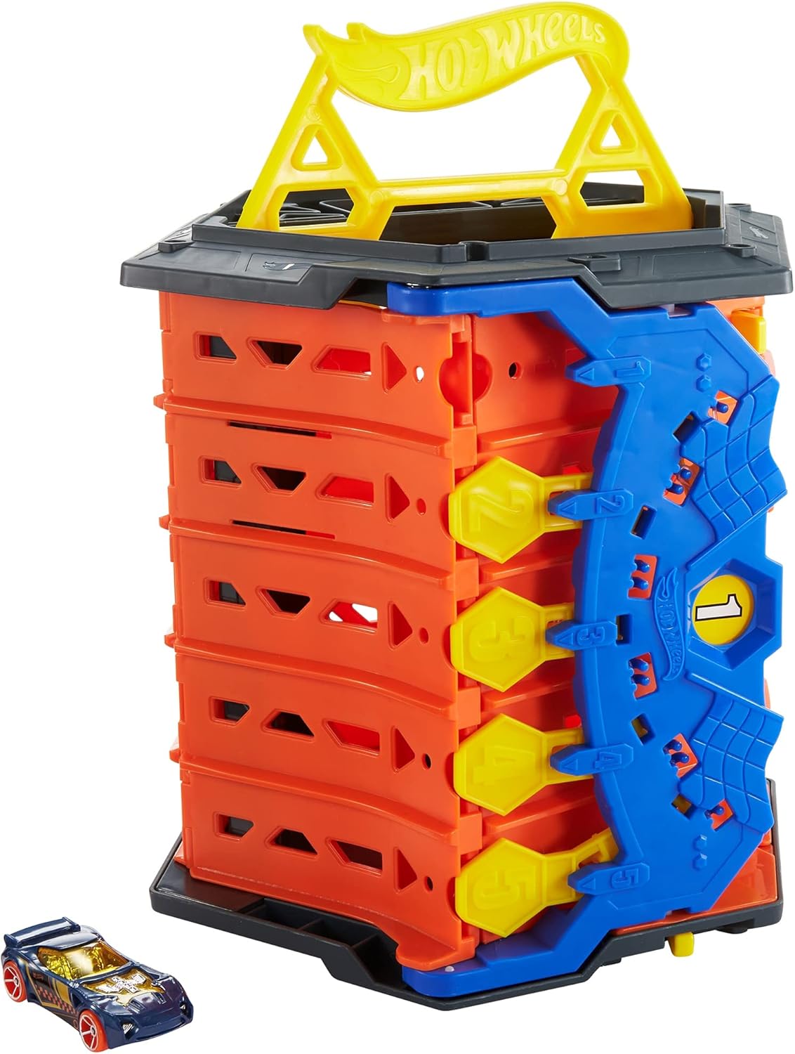 Hot Wheels Roll Out Raceway Track - 5-Lane Racetrack with Storage Bucket for Kids 4+
