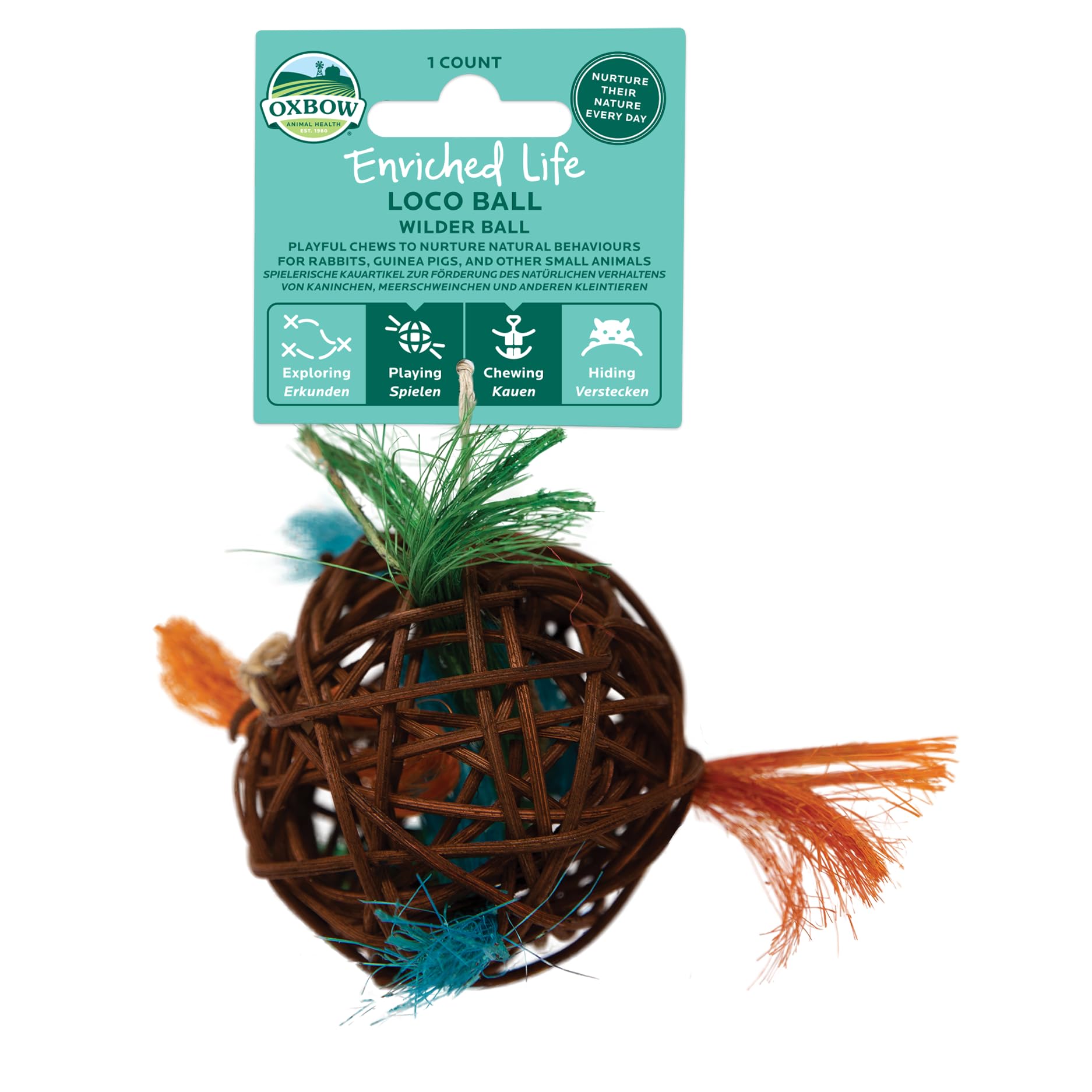 Oxbow Enriched Life Loco Ball - Small Animal Chew Toy for Rabbits & Guinea Pigs | Natural Fibres 1