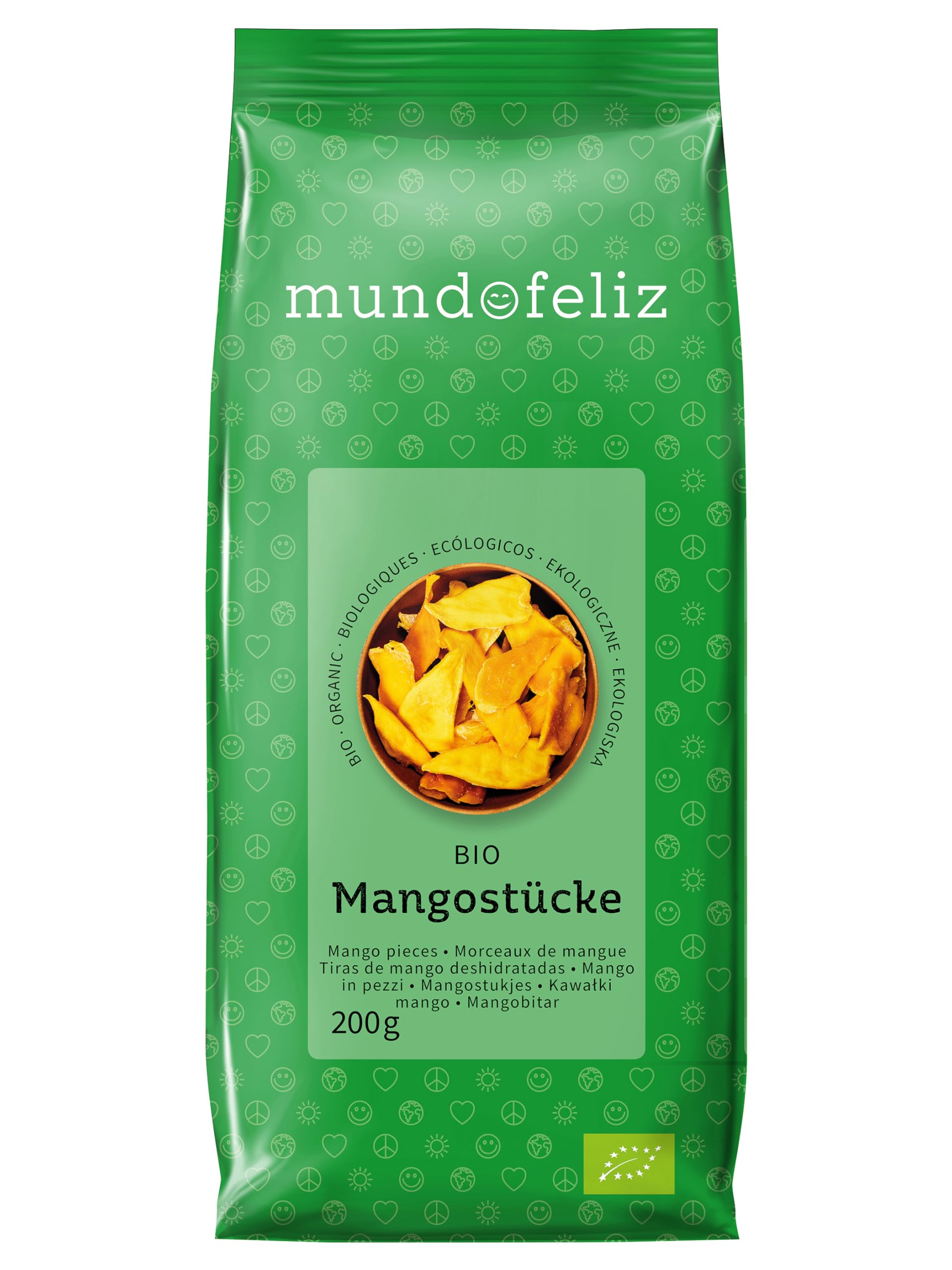 Mundo Feliz Organic Dried Mango Stripes - 3 x 200g Pack | Unsweetened | Vegan