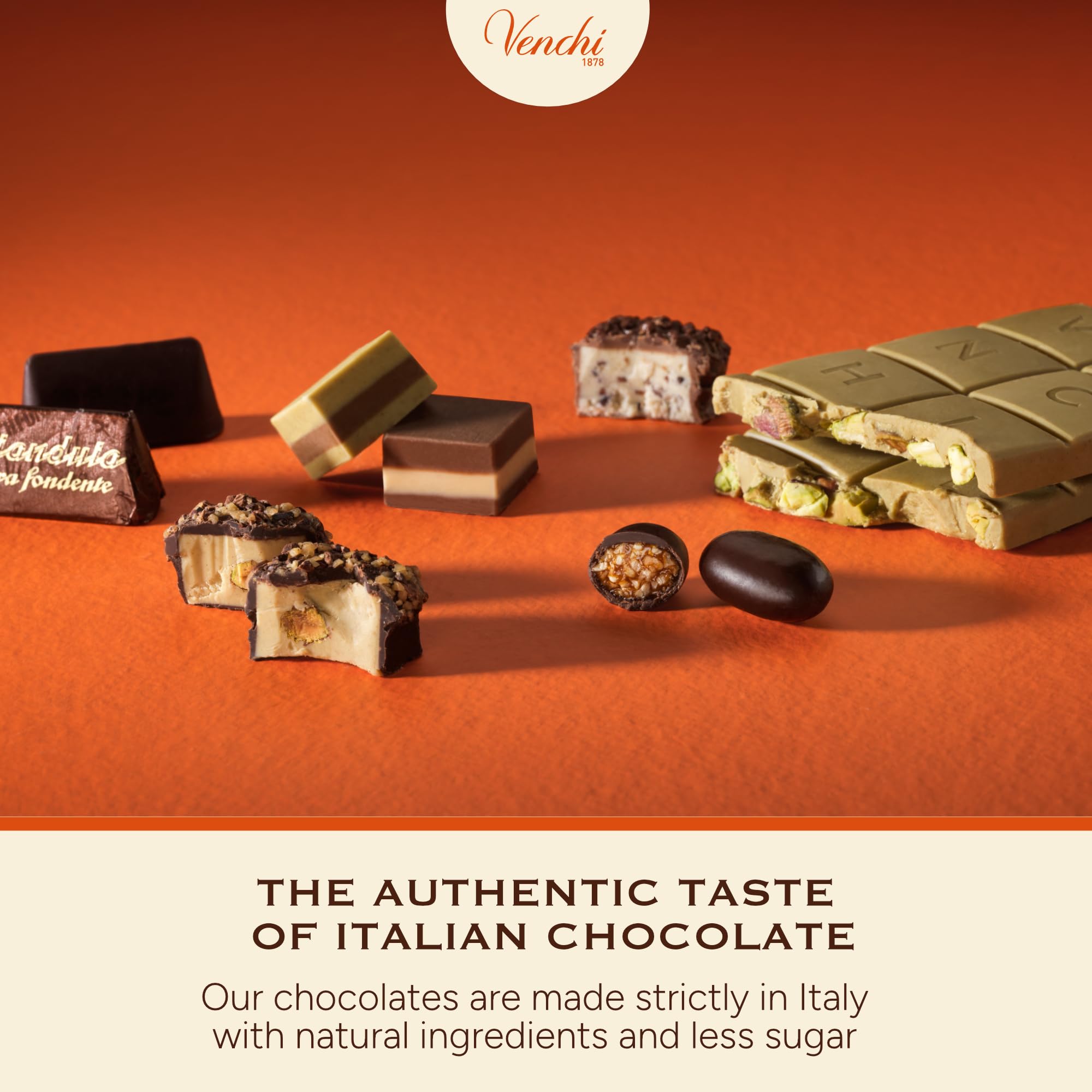 Venchi Cremini Chocolates Mini Book - Assorted Dark, Pistachio & Venezuela, 127g, Gluten Free 15
