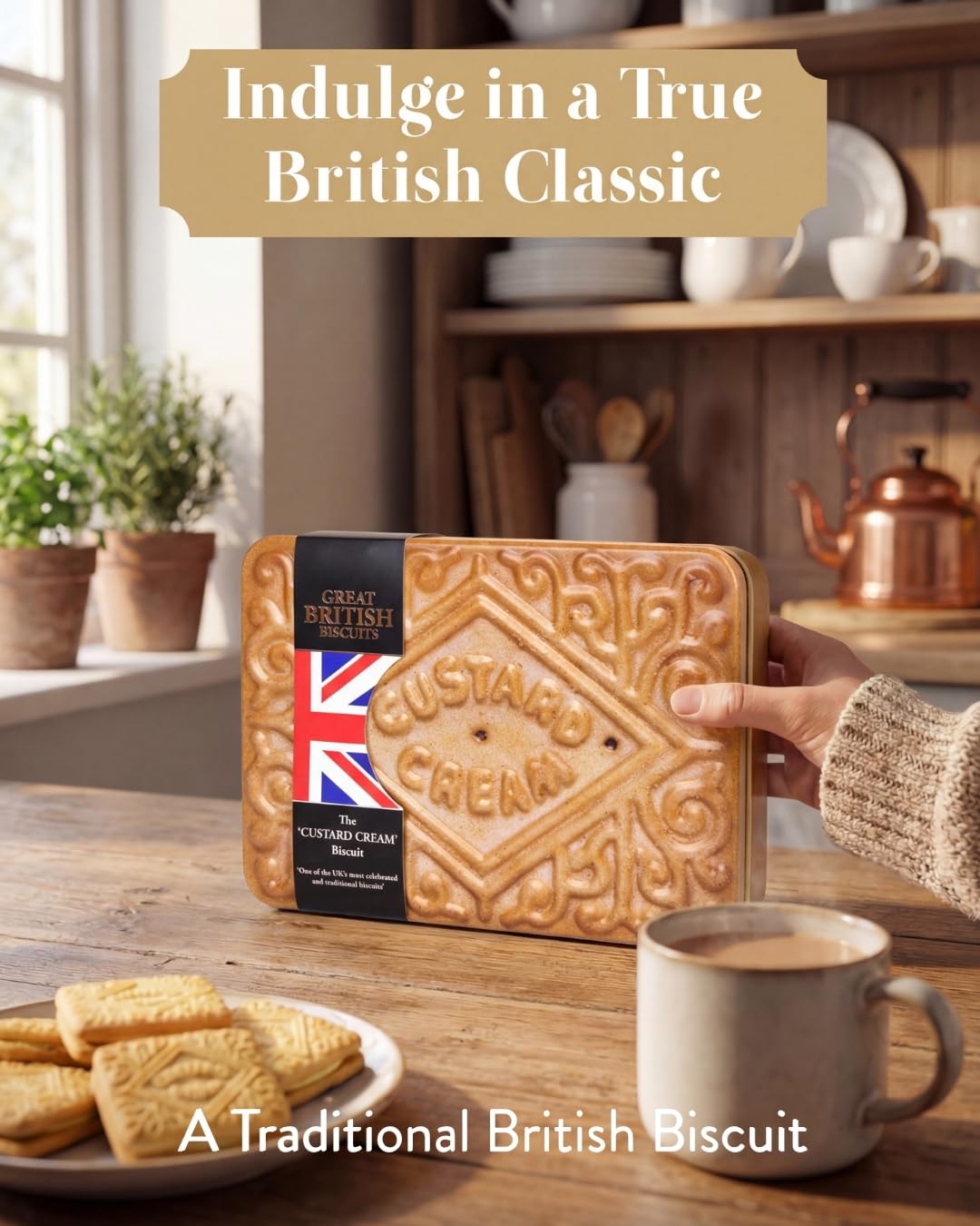 The Silver Crane co. Giant Custard Cream Biscuits Gift Set - 450g Novelty Tin 2