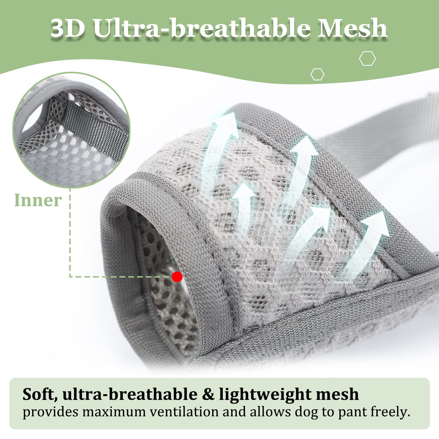Mayerzon Soft Mesh Dog Muzzle - Breathable, Adjustable, Prevents Biting & Chewing | XXS Size 2