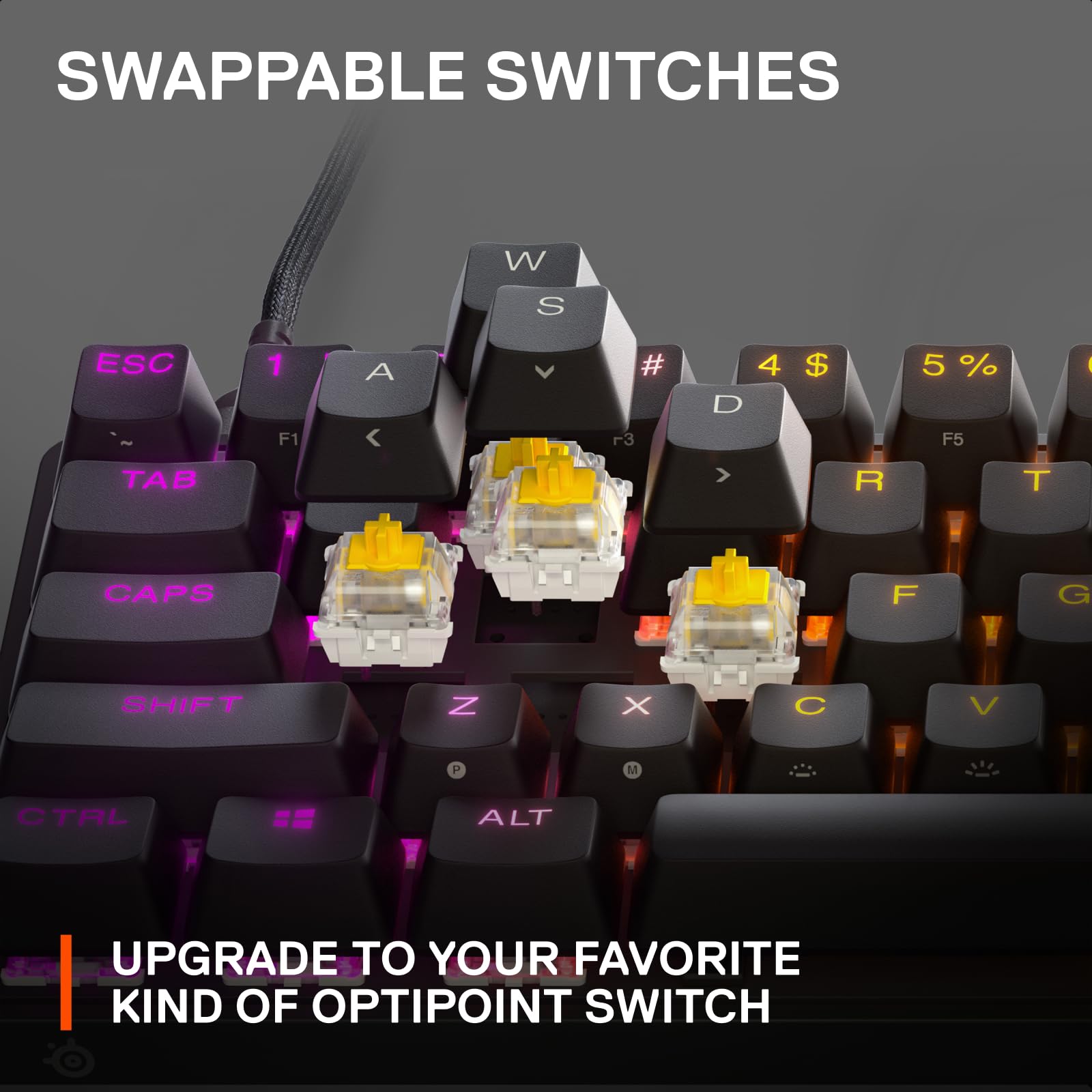 SteelSeries Apex 9 Mini - Optical Mechanical Gaming Keyboard - 60% Compact Form Factor - Swappable OptiPoint Switches 15
