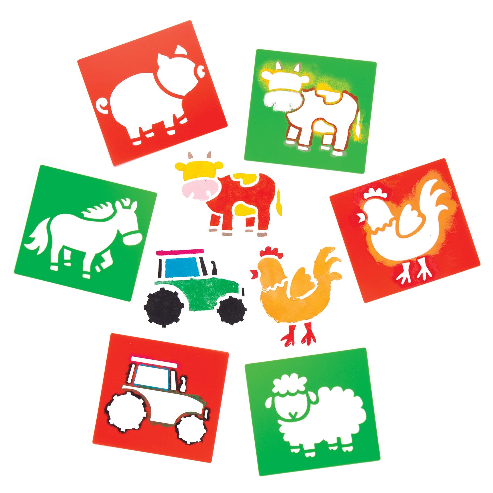 Baker Ross Farm Stencils (Pack of 6) - Washable Art Templates for Kids Crafts | 15 x 14 cm