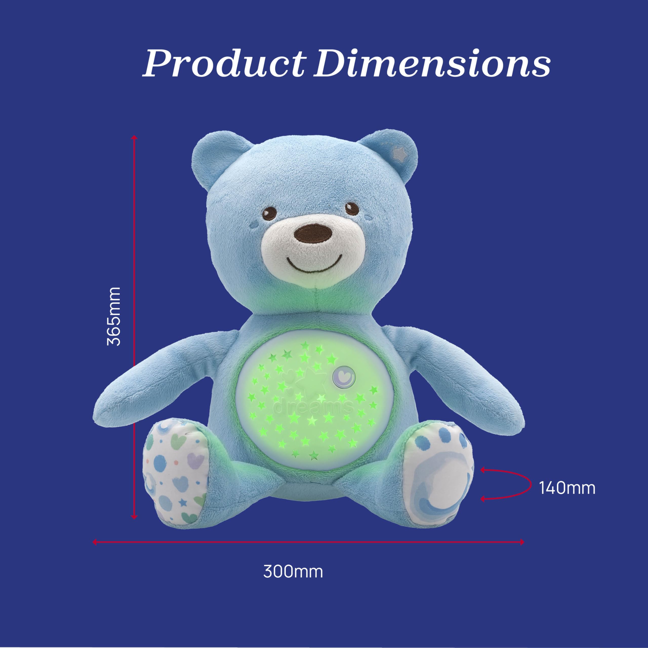 Chicco First Dreams Teddy Bear with Night Light - Musical Plush with Color-Changing Projection