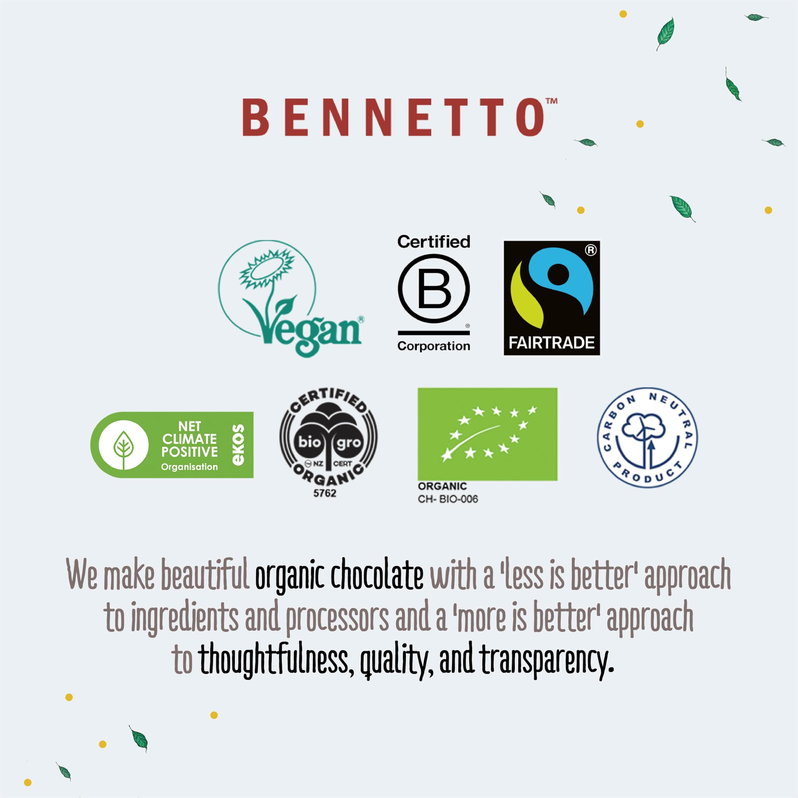 Bennetto 82% Super Dark Organic Chocolate Bar - Single Origin from Madagascar, Vegan, Fairtrade, Gluten-Free