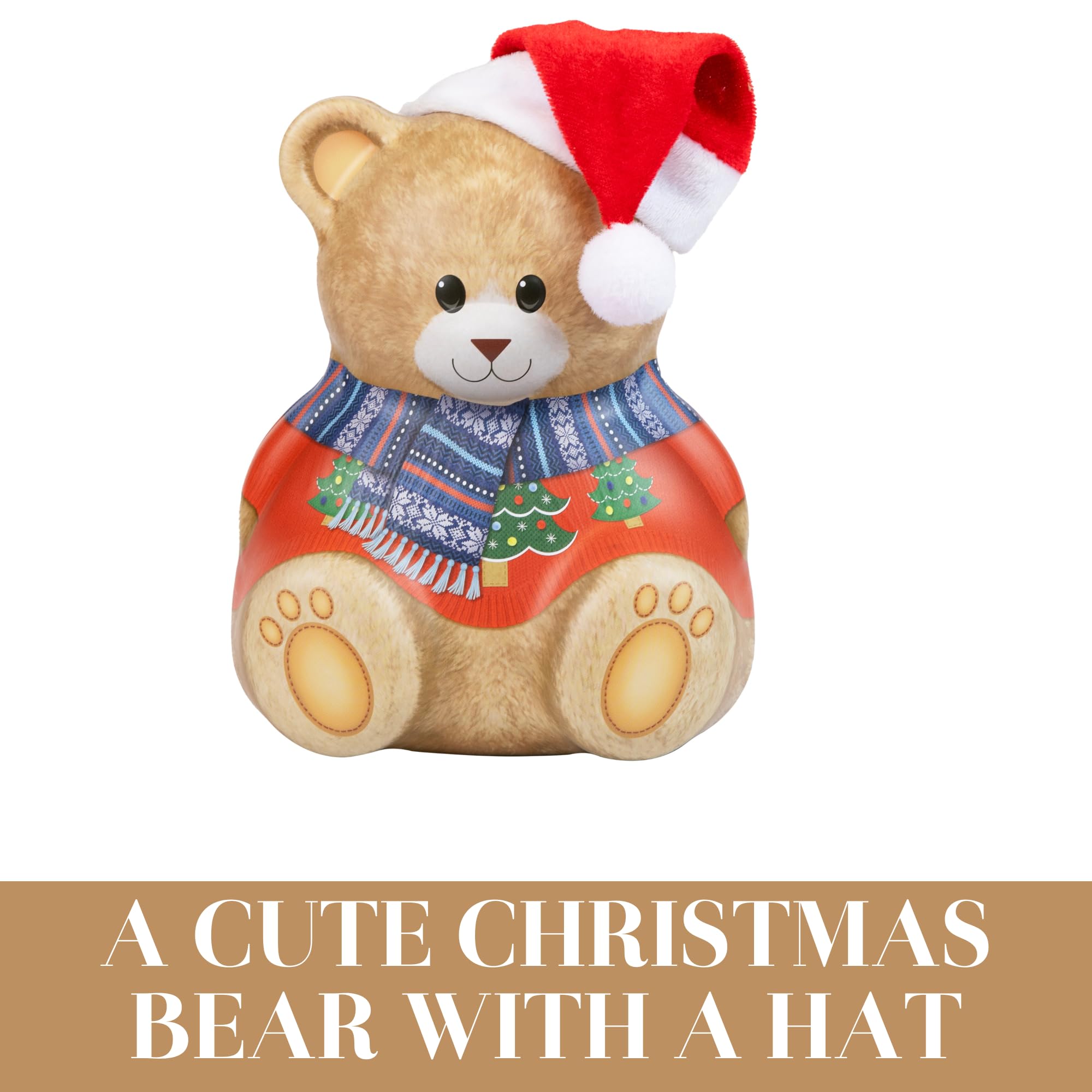 The Silver Crane Co. Christmas Bear Biscuit Tin - 200g Chocolate Chip Cookies | Vegetarian 3