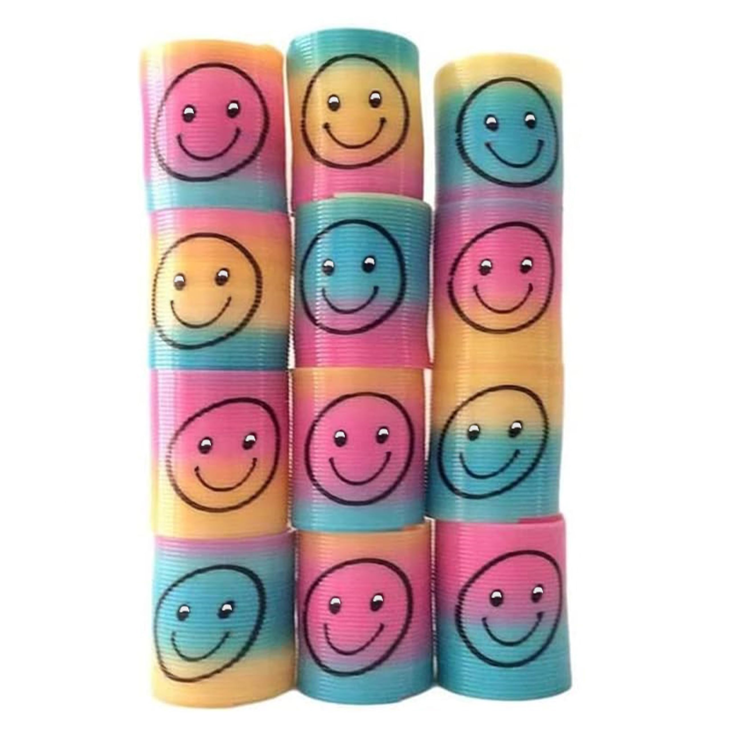 SHATCHI 24Pcs Rainbow Smile Face Springs - Stretches Up To 1 Meter | Plastic Wind-Up Toy 8