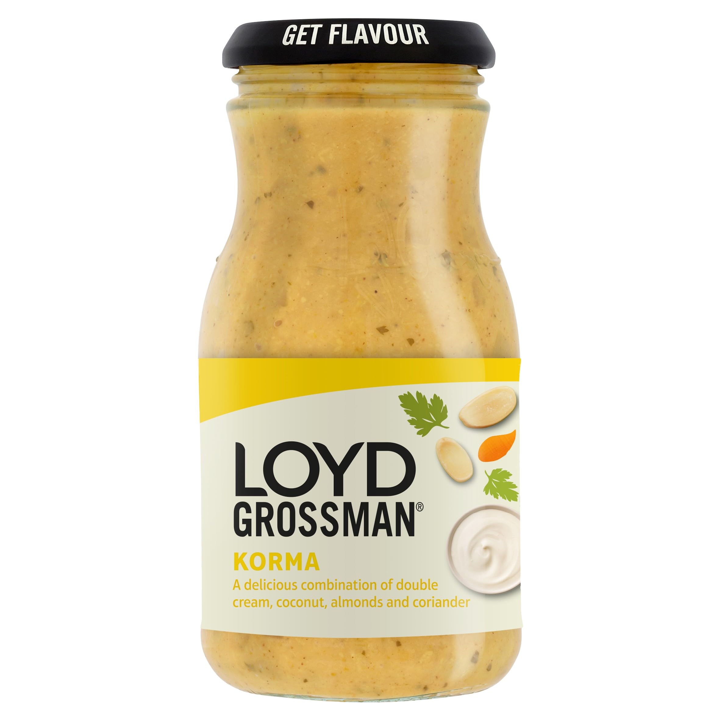 Loyd Grossman Indian Korma Sauce - Mild Creamy Blend with Coconut & Almonds | 350g Jar 3