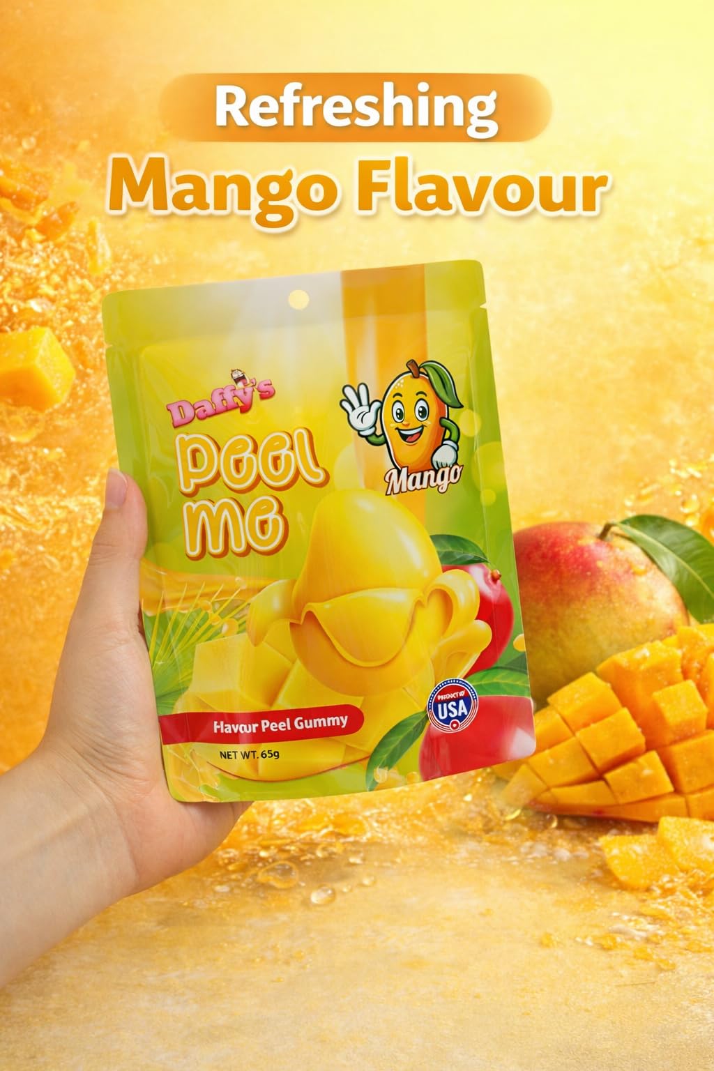 SHINE Daffy's Peel Me Gummy Candy - Real Fruit Juice, Interactive Peel Design | 65g Pouch