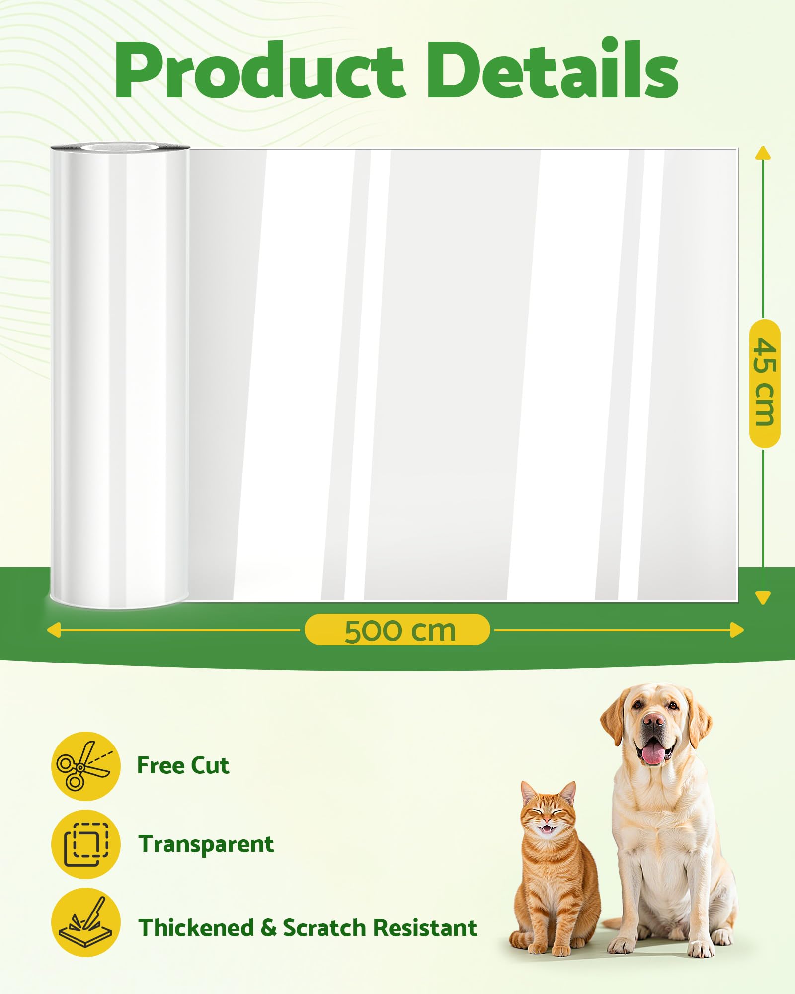 Gimars Cat Furniture Protector - Anti-Scratch Shield for Doors & Settees | 11.8" x 197" | Transparent Plastic