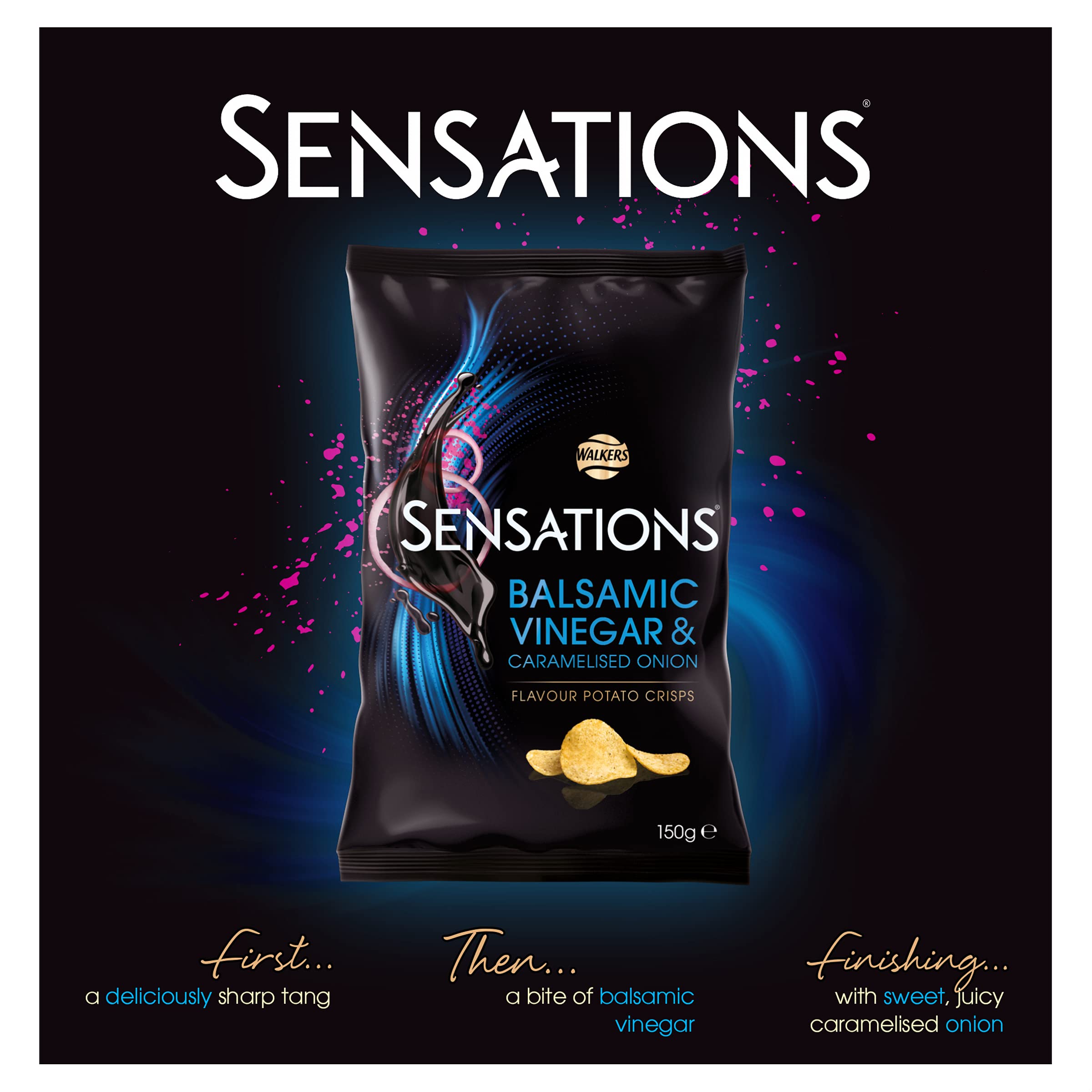 Walkers Sensations Balsamic Vinegar & Caramelised Onion Sharing Crisps 150g 3