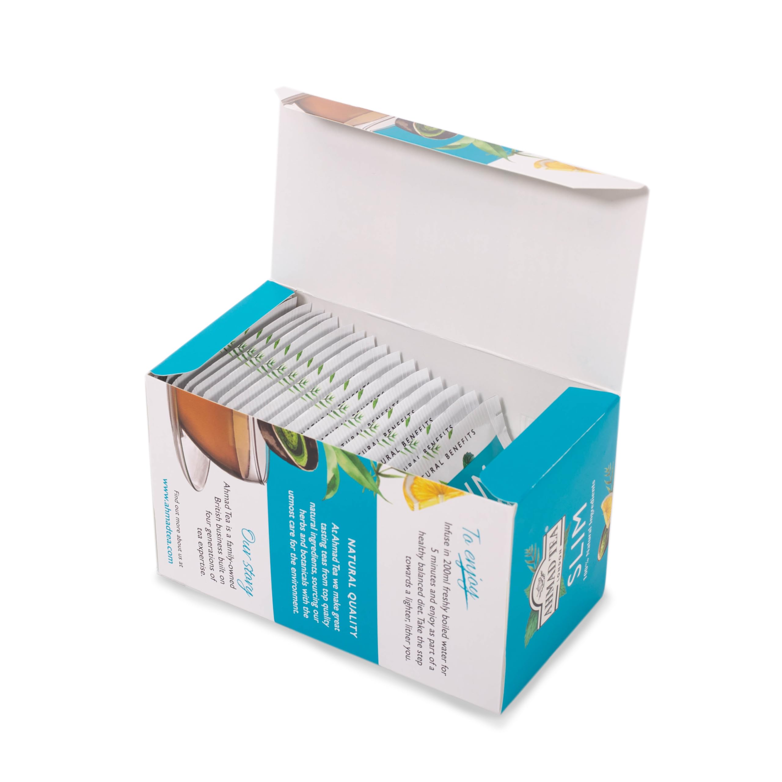 Ahmad Tea Natural Benefit Slim Infusion - Lemon, Mate & Matcha Green Tea | 20 Foil-Sealed Teabags