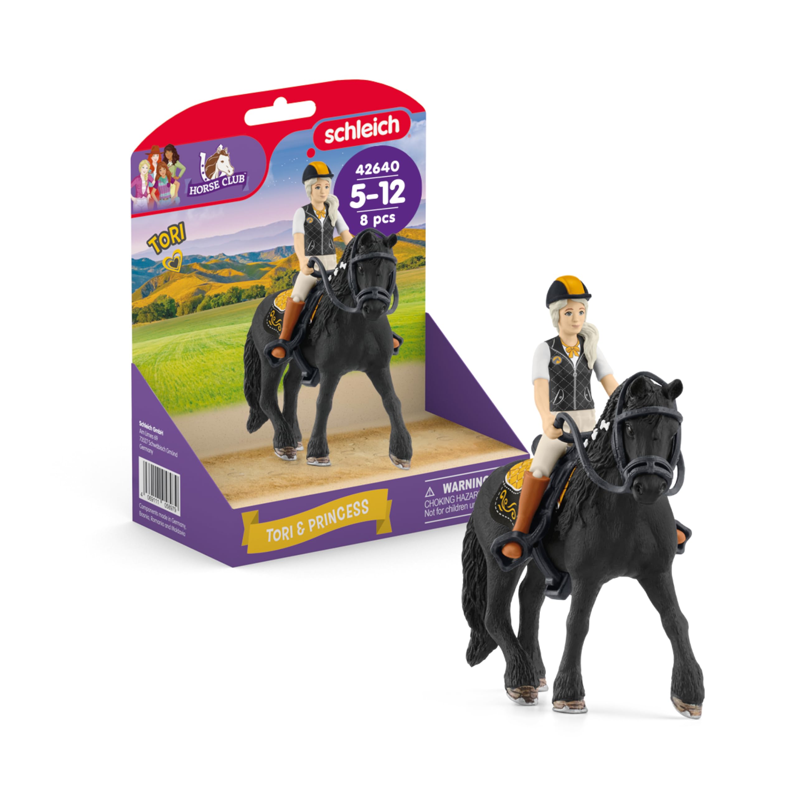 Schleich Horse Club Tori & Princess Playset - 8 Pieces | Ages 3+