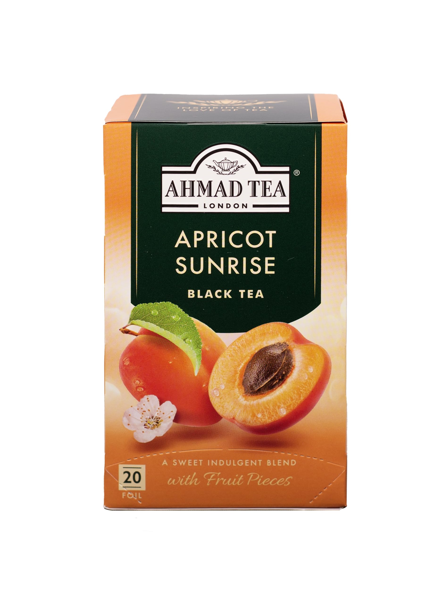 Ahmad Tea Apricot Sunrise Fruit Black Tea | 20 Teabags | Black Tea with Apricot Flavoring