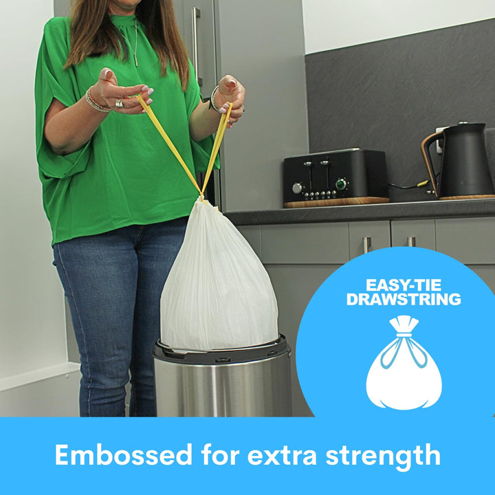 EcoBag Ultimate Embossed Vanilla Scented Drawstring Pedal Bin Liners 30L - 25 Pack