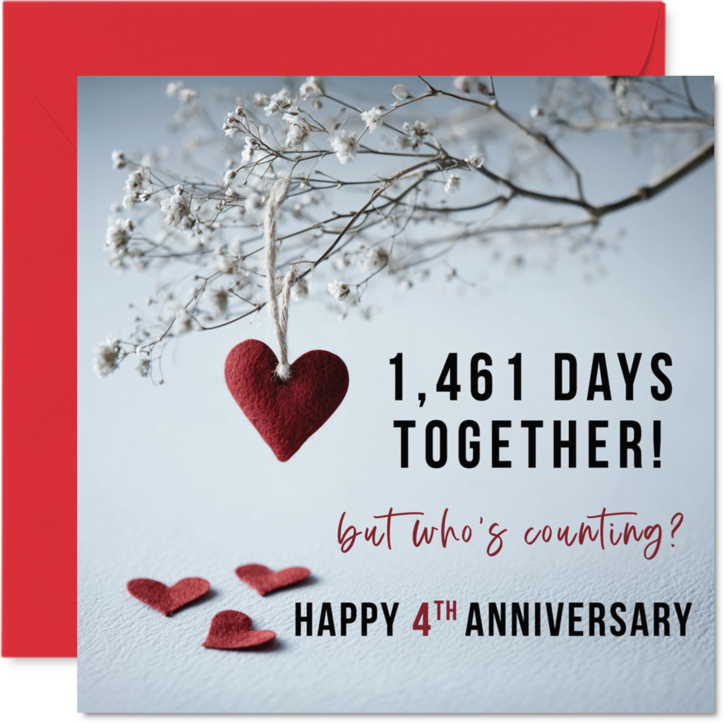Stuff4 4th Anniversary Card for Women Men - 1461 Days Together! 145mm Greeting Card