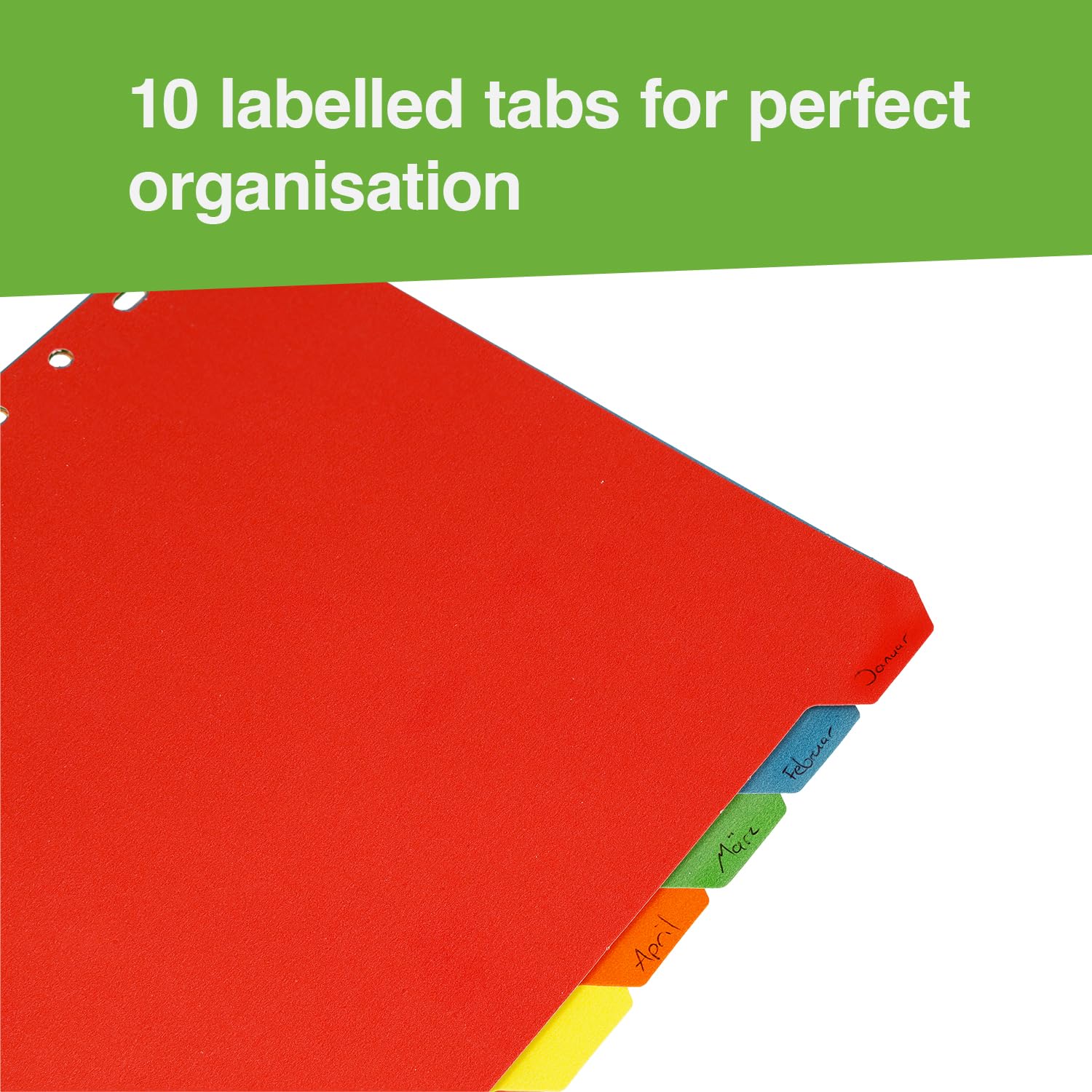 Westcott A4 Binder Dividers - 10 Multicoloured Tabs for Quick Organisation | Cardboard 3