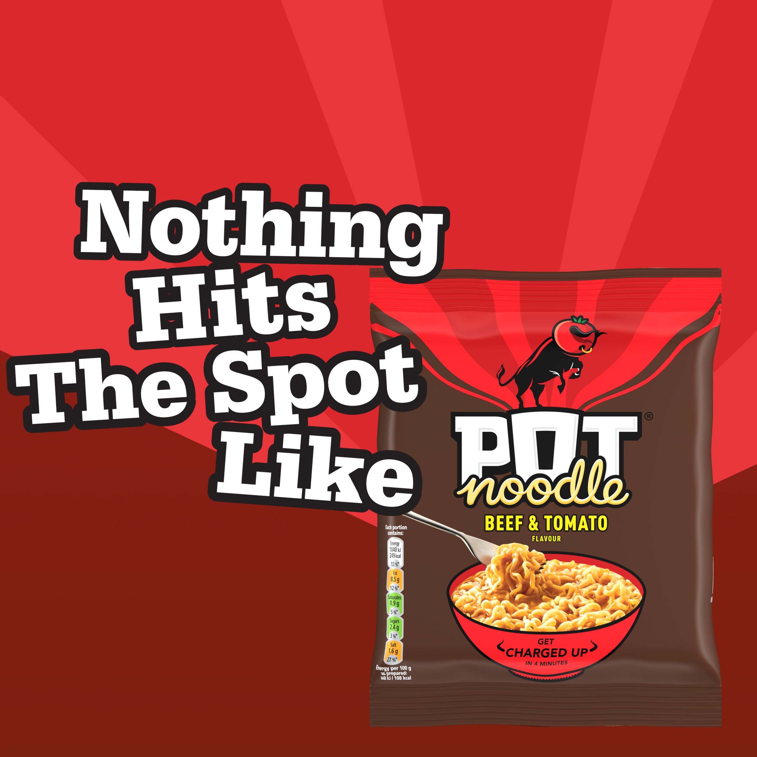Pot Noodle Beef & Tomato Instant Noodles Block with Sauce and Seasoning | 2 Servings 2