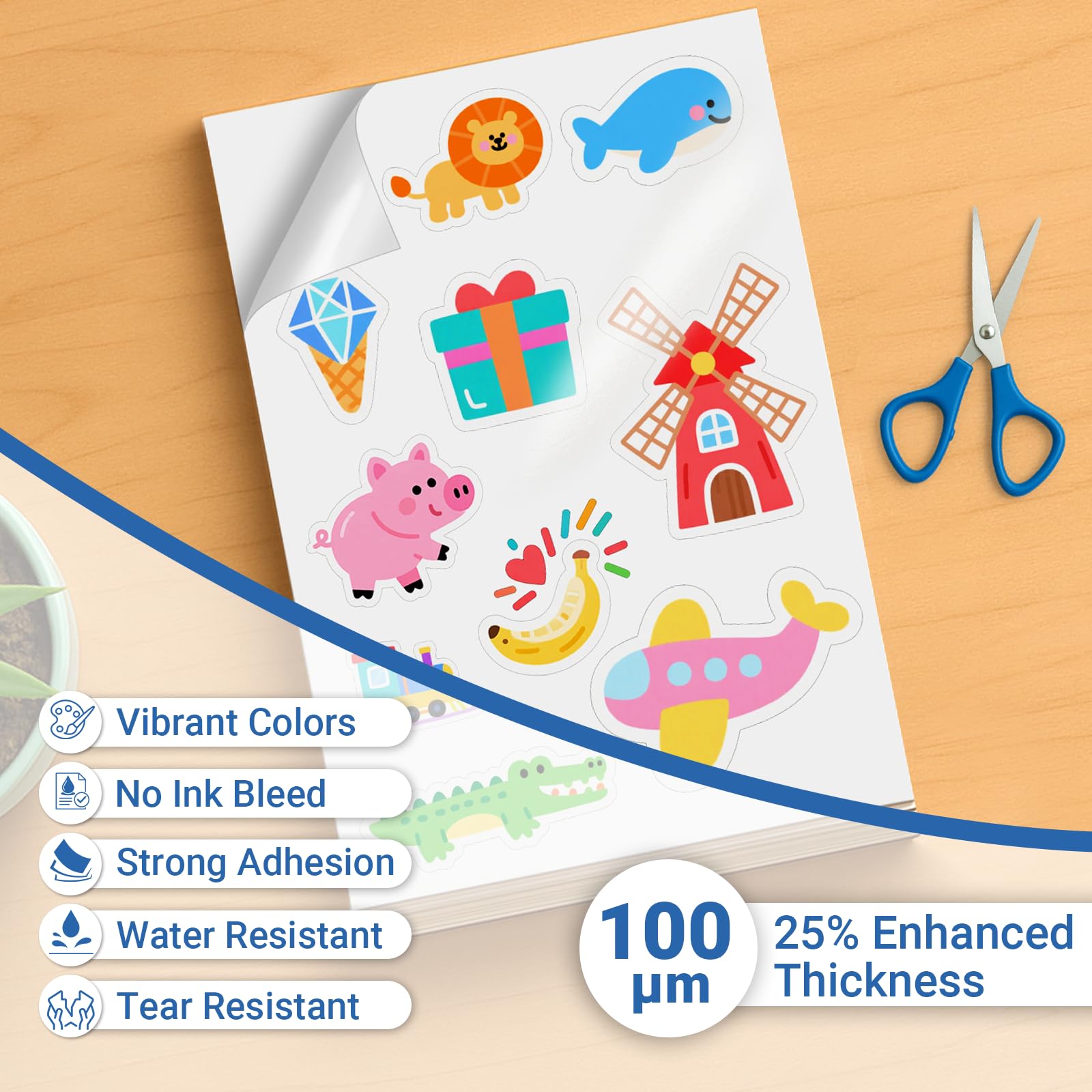 Euqvunn Glossy White Inkjet Sticker Paper - 18 A4 Sheets | Water-Resistant Vinyl 2