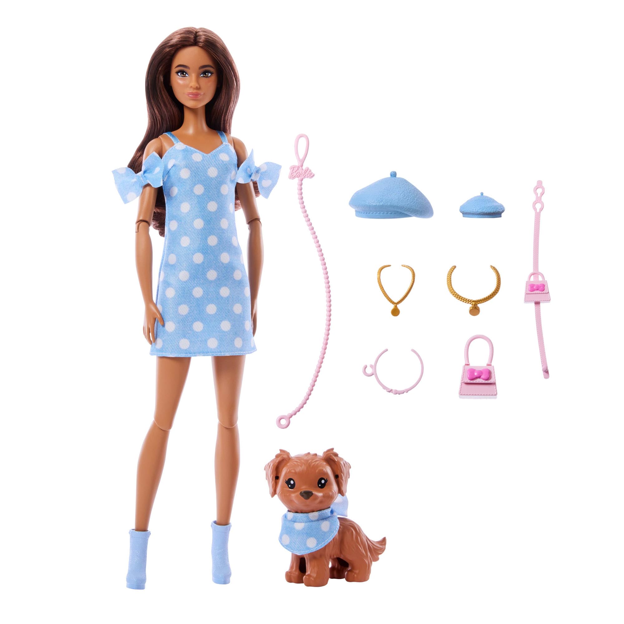 Barbie Twinning Looks Doll with Pet Dog - Matching Outfits & Accessories | Ages 3+ 5