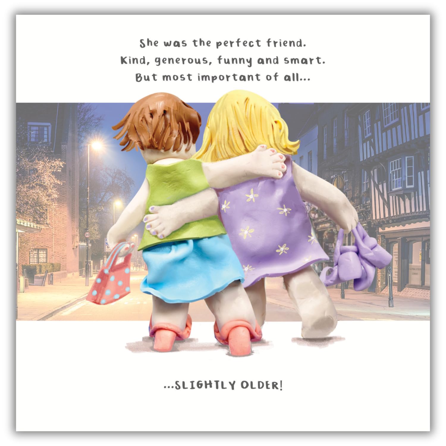 Emotional Rescue Birthday Card for Friend - Ladies Walking at Night Greetings | 16.5 x 16.5 cm