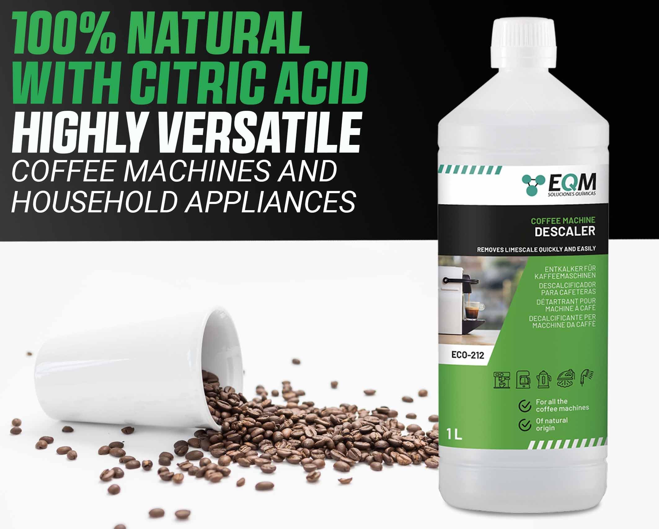 EQM SOLUCIONES QUIMICAS ECO-212 Coffee Machine Descaler - 1L | 100% Natural Origin | Liquid 4