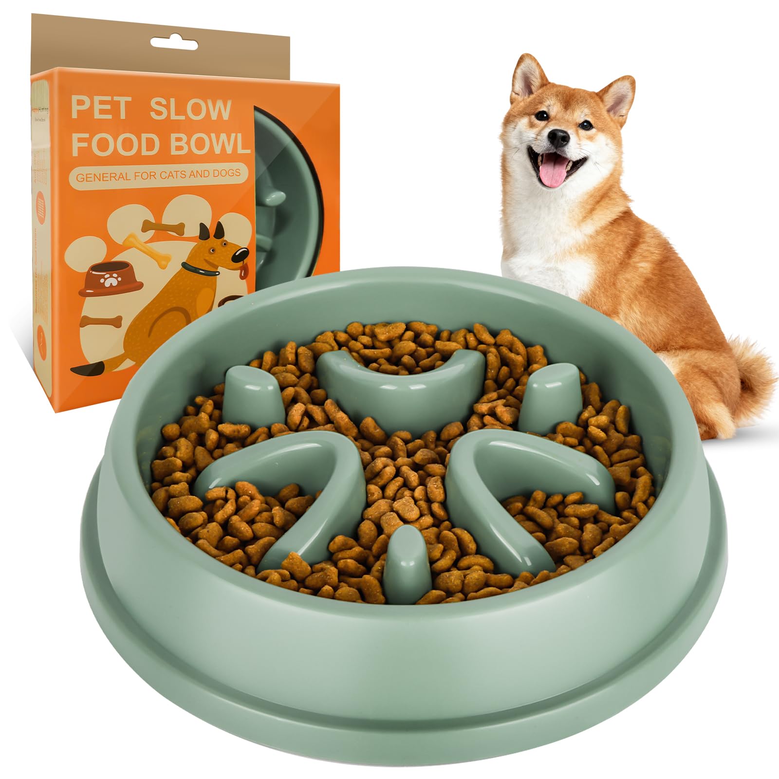 elzle Slow Feeder Dog Bowl - Anti-Choke Design | Anti-Slip Silicone Base | Food-Grade PP