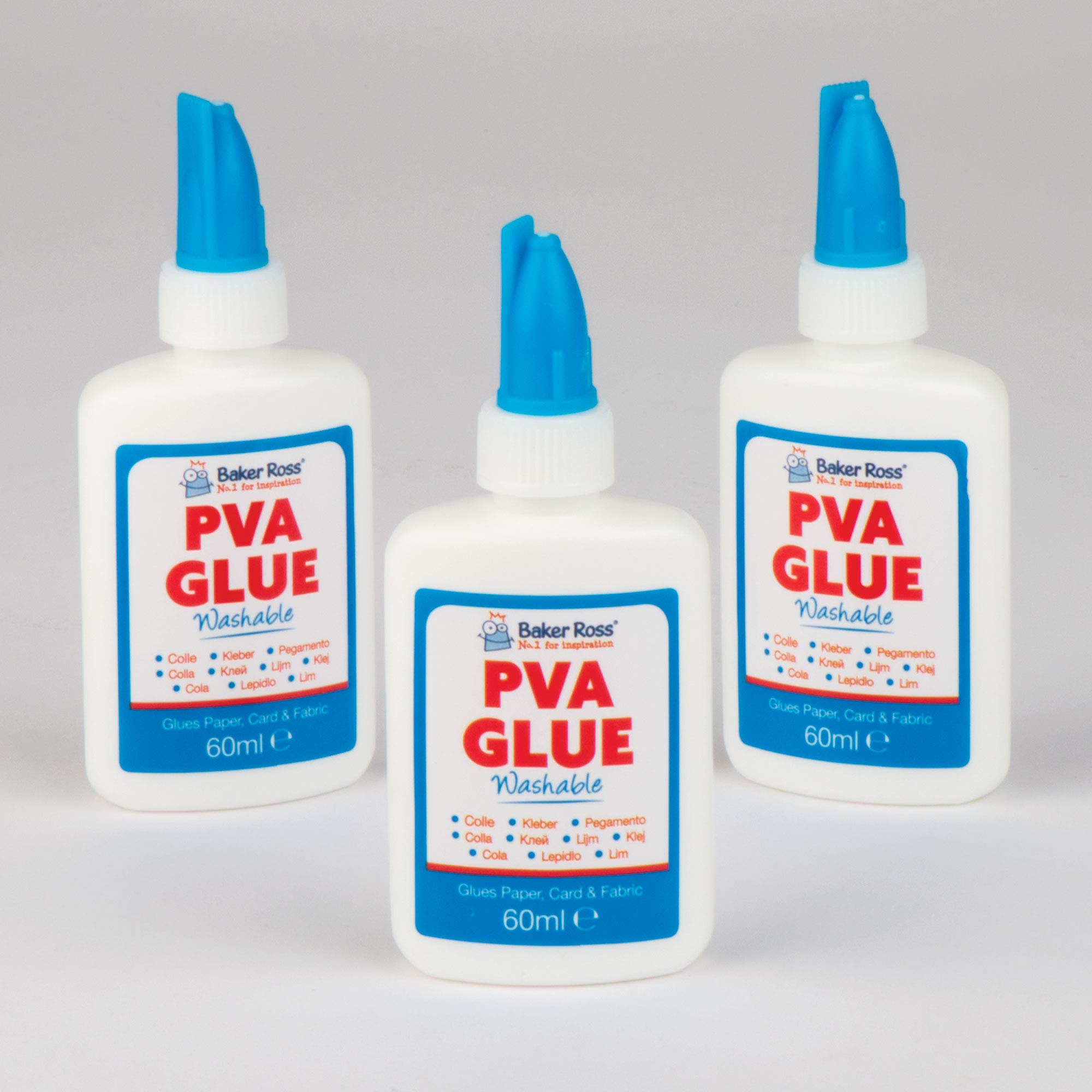 Baker Ross Mini Washable PVA Glue Bottles - 3 Pack, 60ml Each | Dries Clear 1