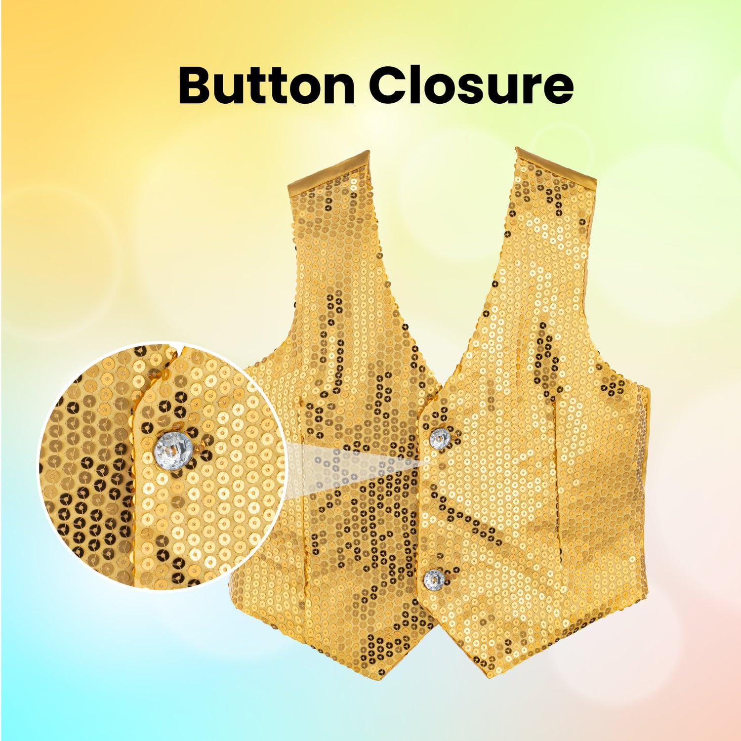 Dress Up America Gold Sequin Vest Costume - Kids 8-10 Years 3