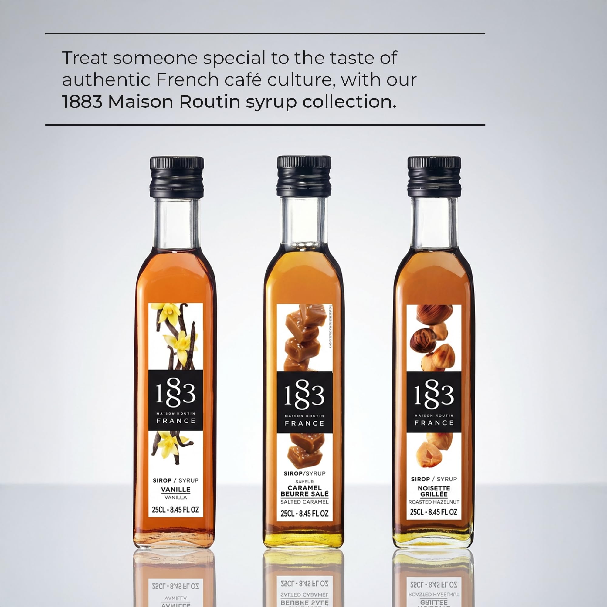 1883 MAISON ROUTIN Premium Syrup Gift Pack - Vanilla, Salted Caramel & Roasted Hazelnut | 750 ml