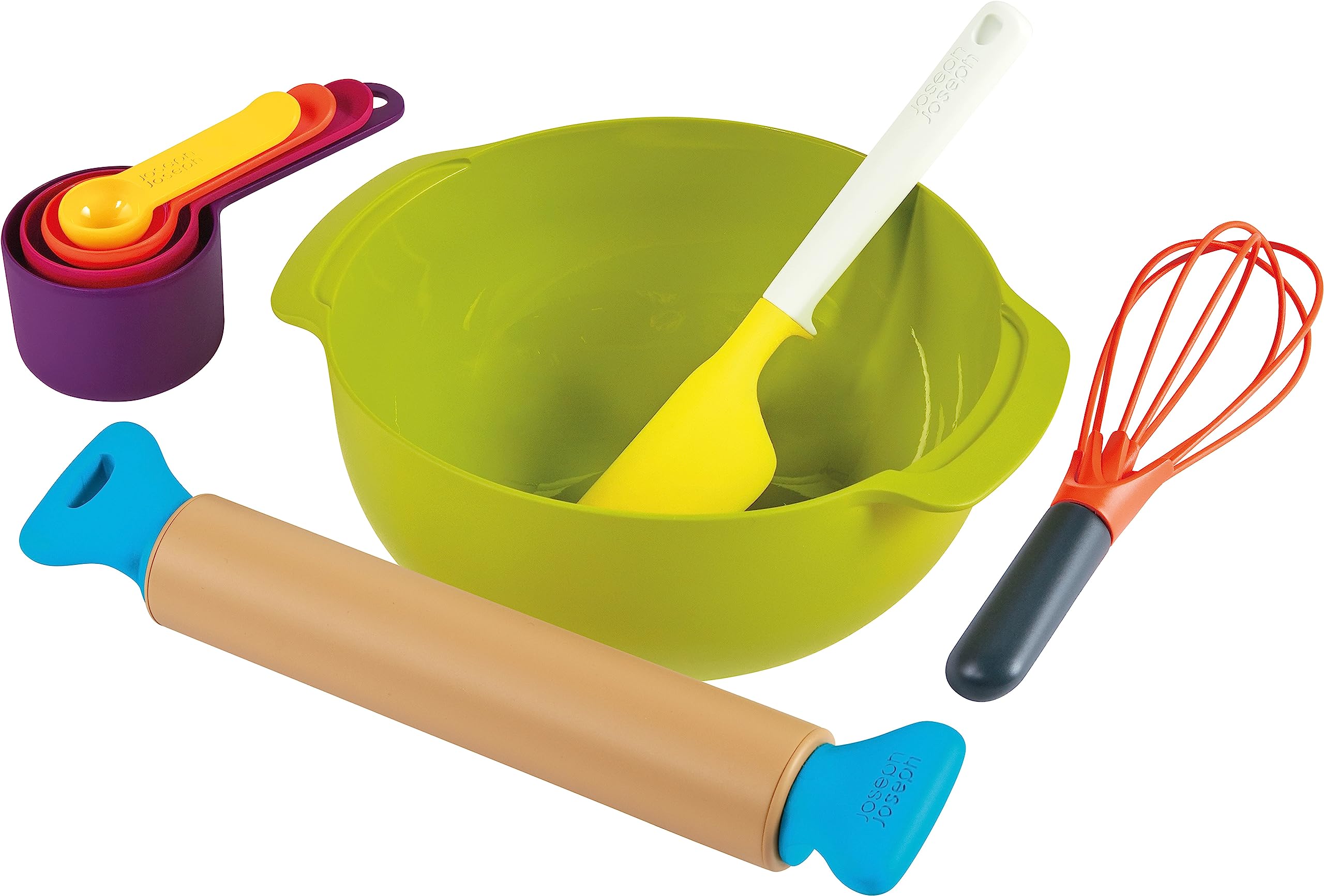Casdon Joseph Joseph Bake Set - Toy Kitchen Playset for Kids Aged 3+ | Includes Whisk, Rolling Pin, Cups 1
