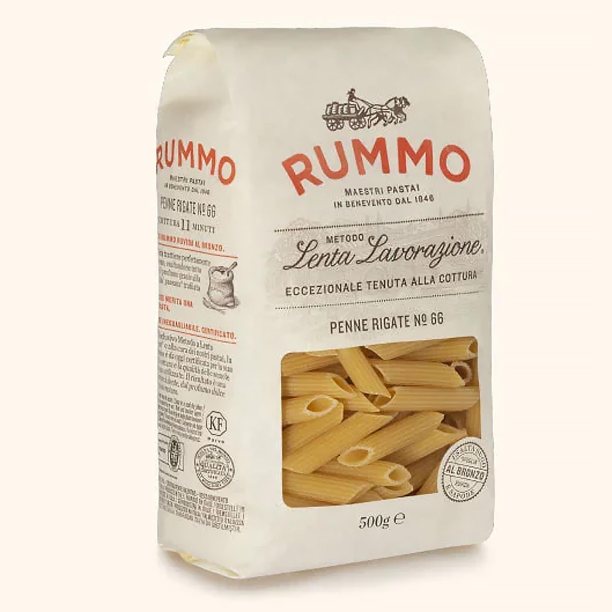 Rummo Italian Pasta - Ridged Penne Rigate No.66 | Organic Ingredients | 500g