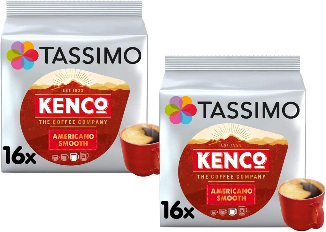 Tassimo Kenco Americano Smooth Coffee Pods (Pack of 2, 32 Coffee Capsules) - Rich & Smooth Coffee for Tassimo Machines