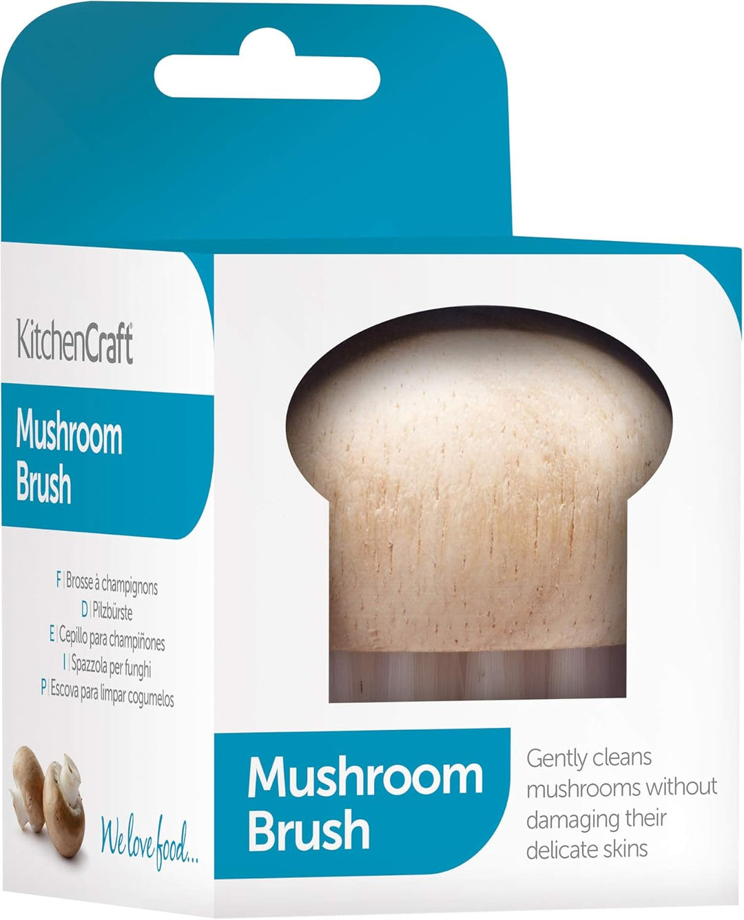KitchenCraft Wooden Mushroom Brush - Cleaning Tool for Fresh Mushrooms