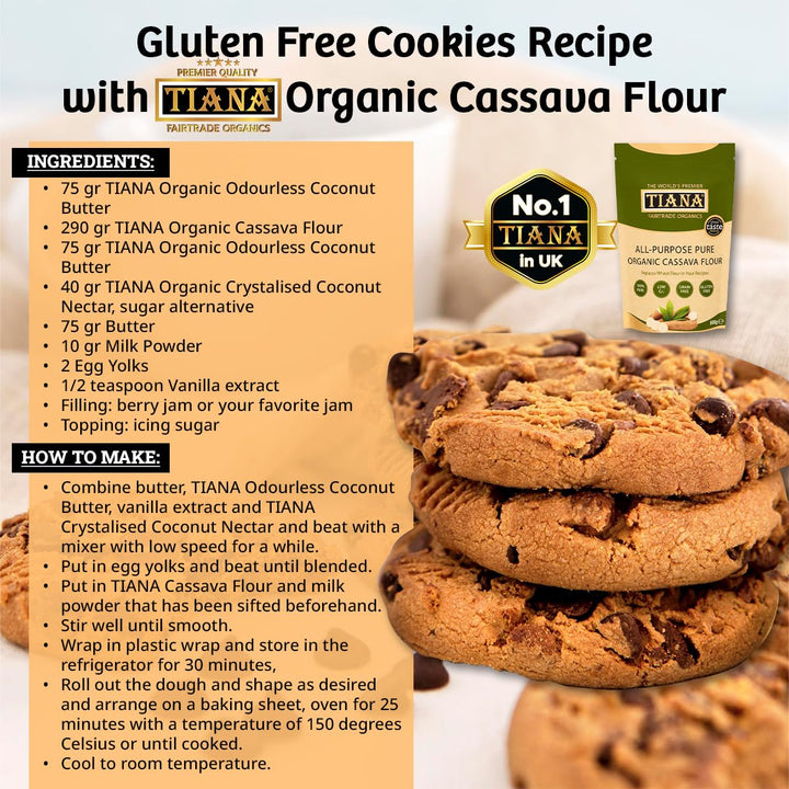 TIANA Organic Gluten-Free Cassava Flour 500g - 1:1 Wheat Flour Substitute