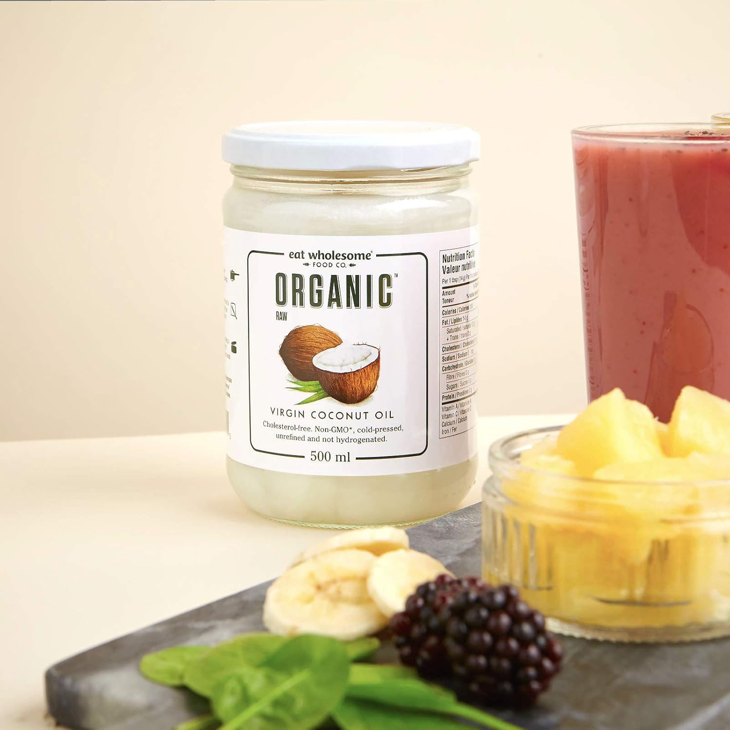 Eat Wholesome - Organic Virgin Coconut Oil (500 ml, Glass Jar) 4