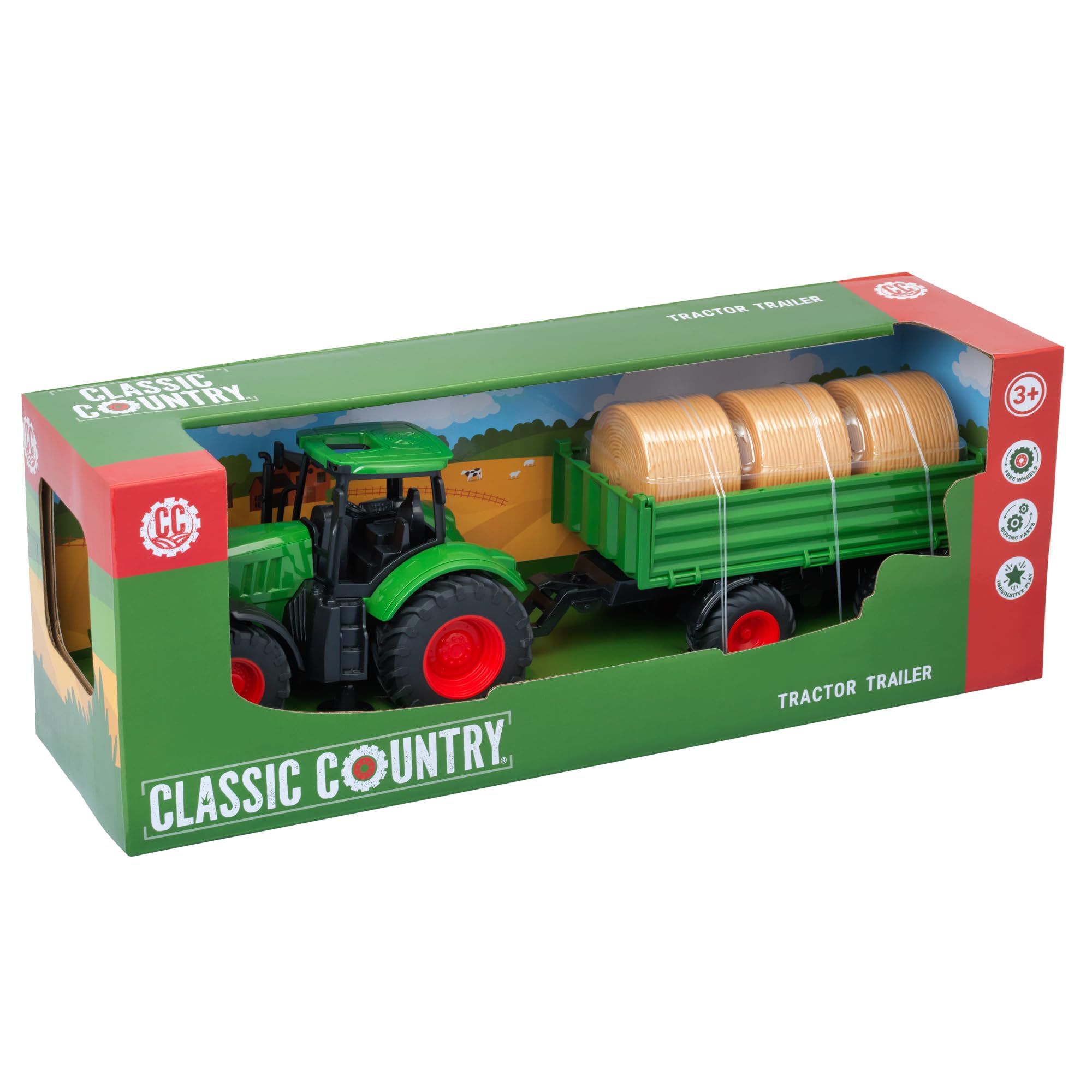Classic Country Tractor & Trailer Set - 42cm | Moving Parts | Plastic 1