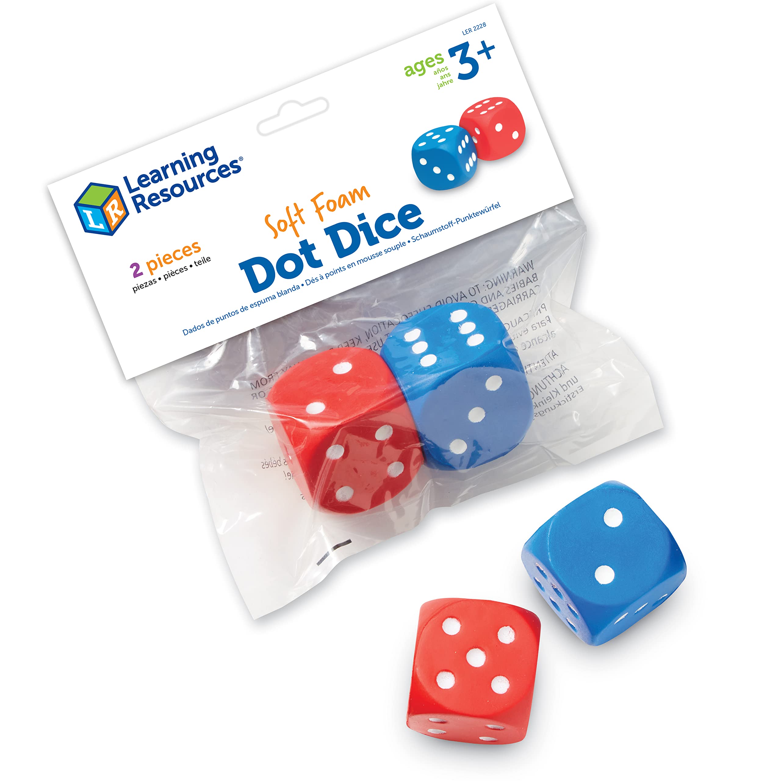 Learning Resources Foam Dot Dice - Soft Material, Large Size for Group Play | Set of 2