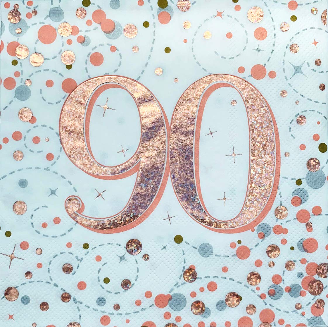 OakTree Sparkling Fizz 90th Rose Gold 3-ply Napkins | 33cm x 33cm | Pack of 16
