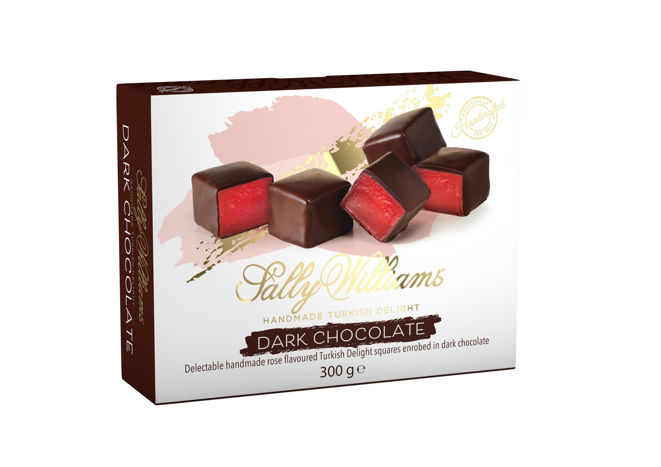 Sally Williams Luxury Dark Chocolate Enrobed Rose Turkish Delight, 300g