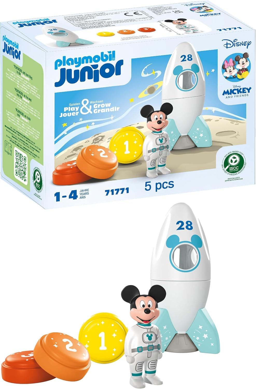Playmobil JUNIOR Disney Mickey Mouse Rocket & Space Adventure Playset - Educational Stacking Toy for Toddlers 1