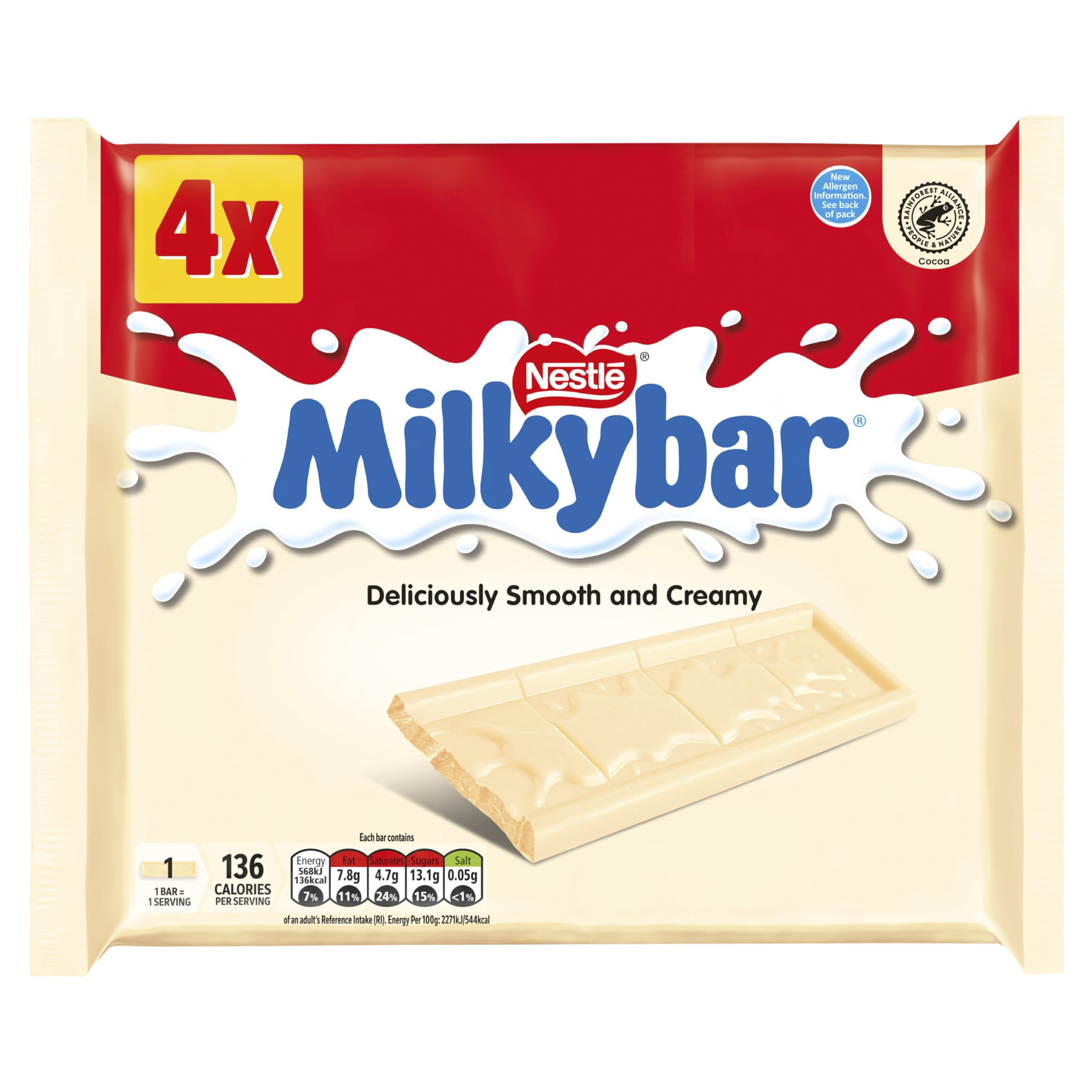 Nestle Milkybar White Chocolate Bar - 4 Pack Multipack | 130g Total 1