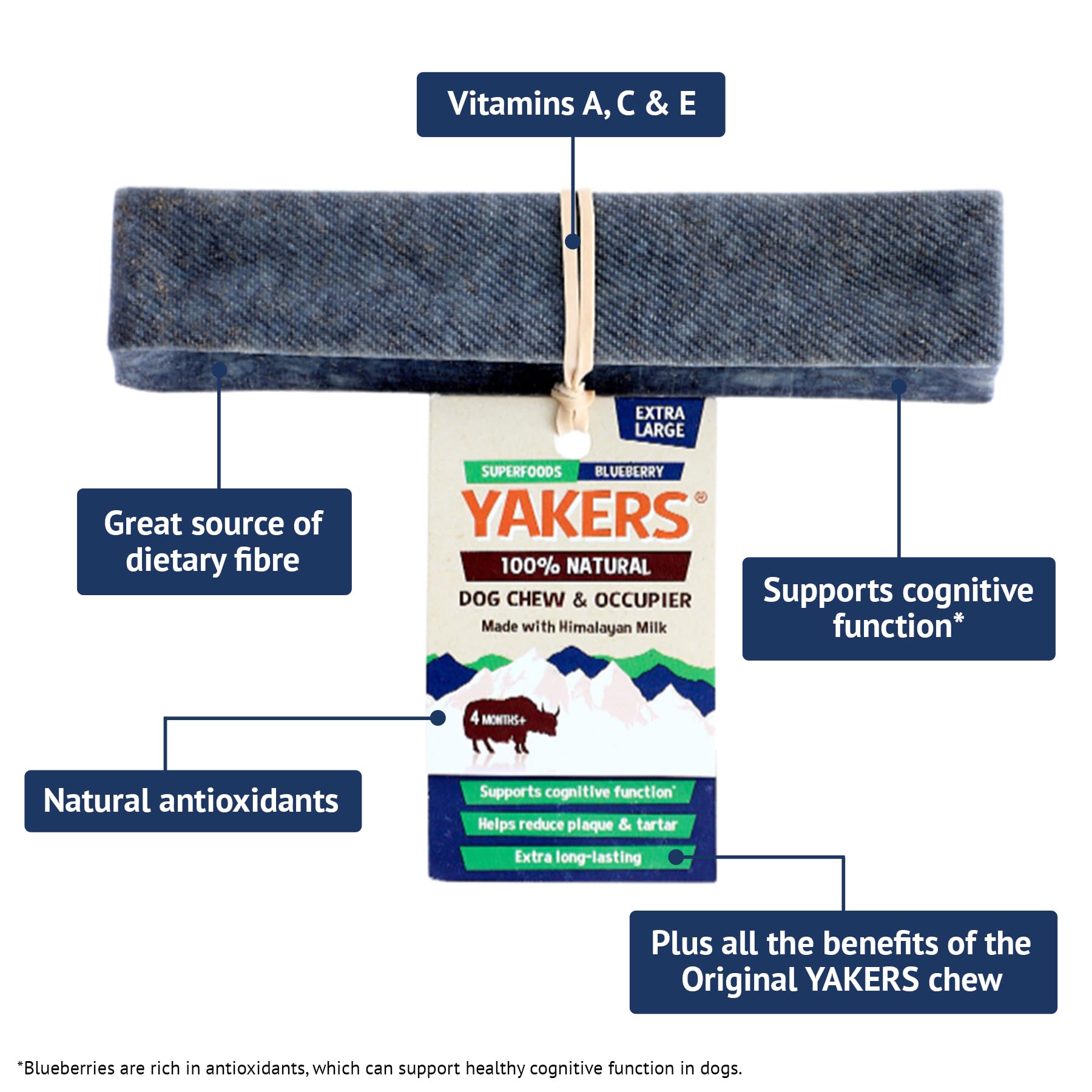Yakers Blueberry Dog Chew - Medium Size | Protein & Calcium Rich | Promotes Dental Hygiene 2