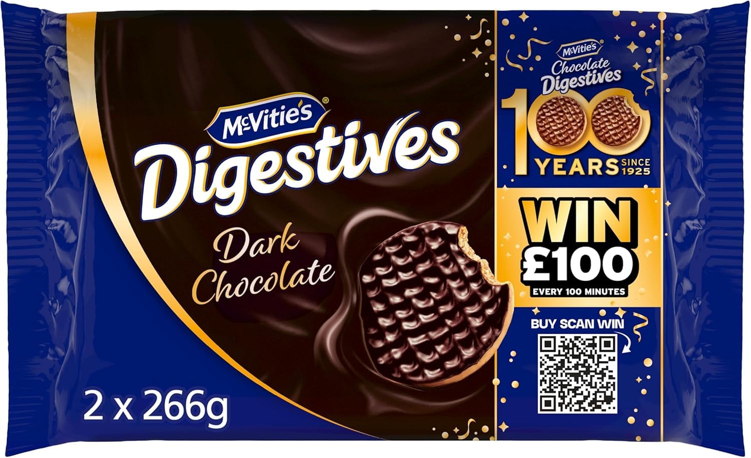 McVitie's Digestives Dark Chocolate Biscuits Twin Pack - 2 x 266g (532g Total) 2