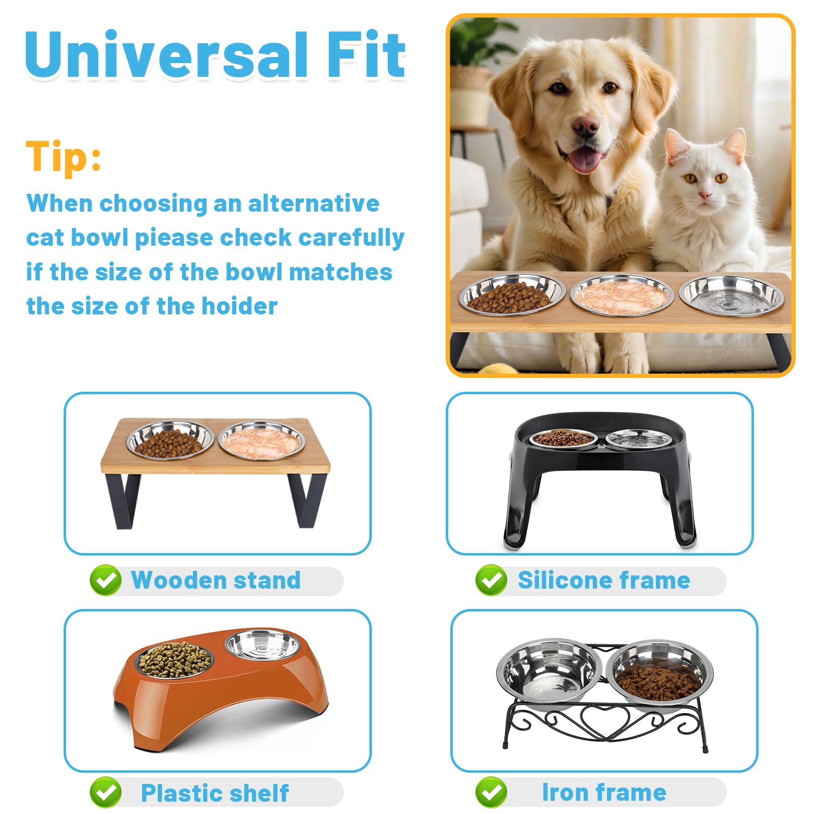 MOXYOY Stainless Steel Cat Food Bowls - 3 Pcs Set, 5.5in Diameter, Shallow Whisker-Friendly Design 5