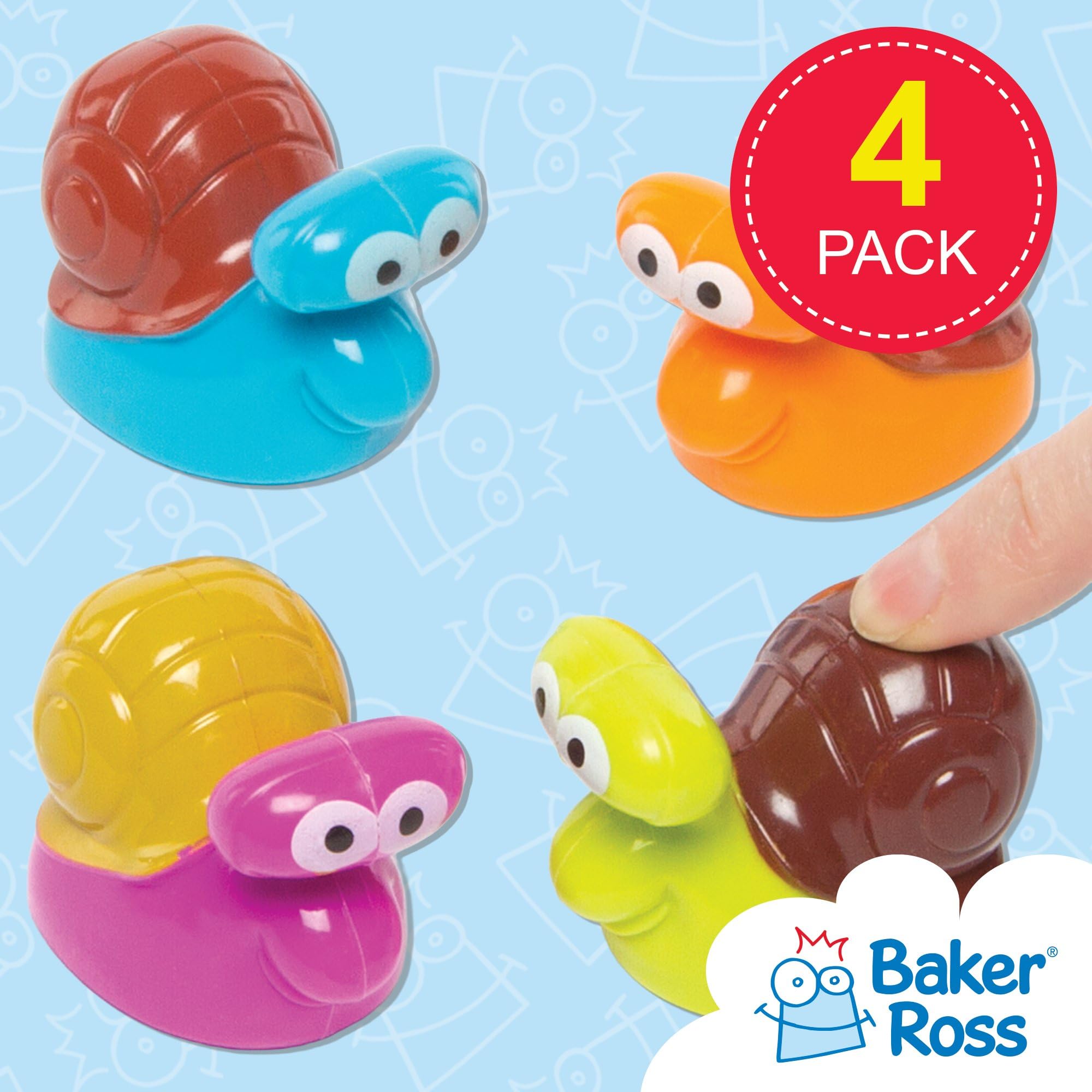Baker Ross AG663 Kids Snail Pull Back Racers - Pack of 4 | Assorted Colors | Ages 3+ 2