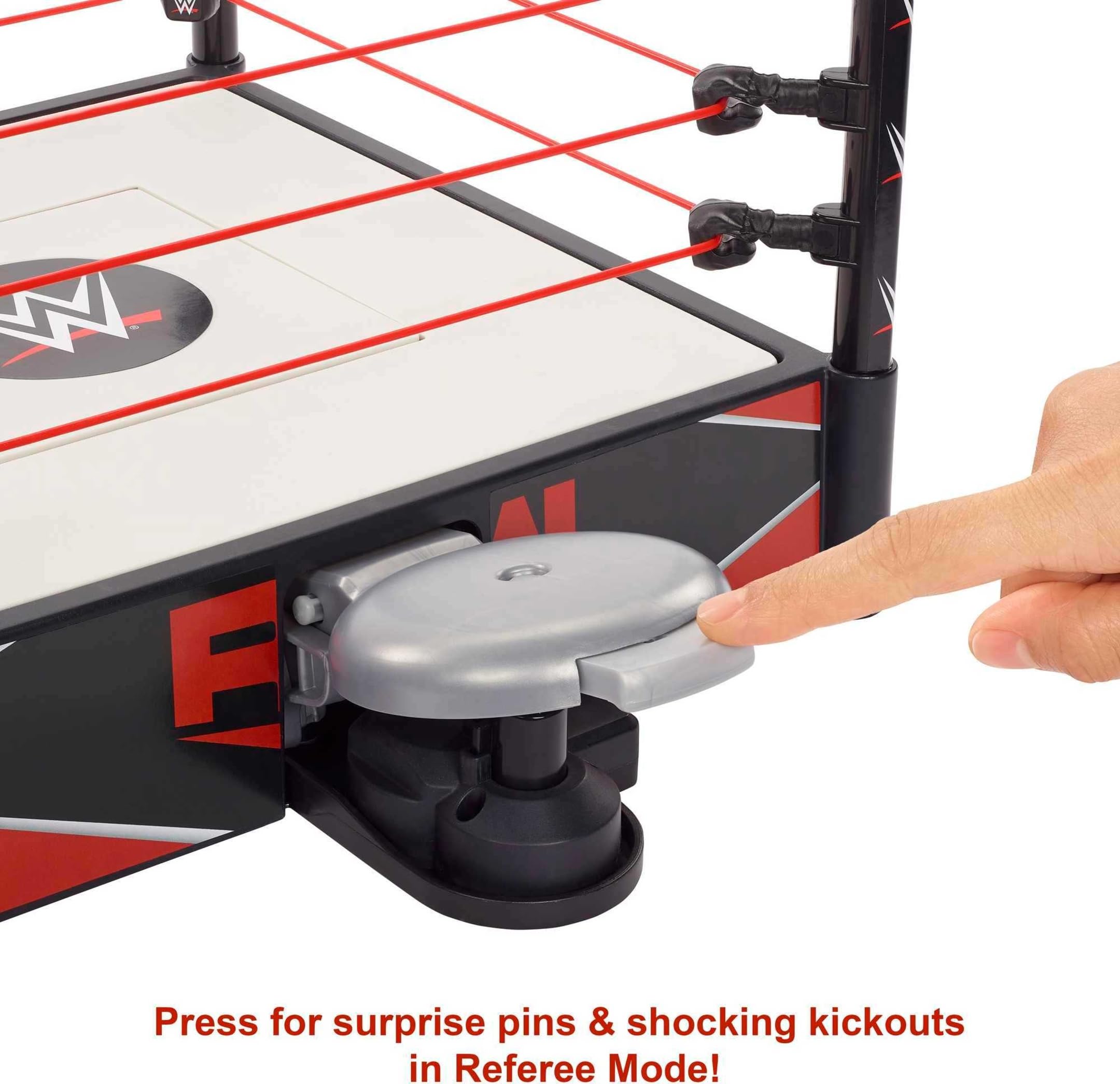 WWE Wrekkin Kickout Ring Spielset – 2-Modus-Actionfiguren-Arena mit Breakaway-Tisch und Meisterschaft, ab 6 Jahren 4