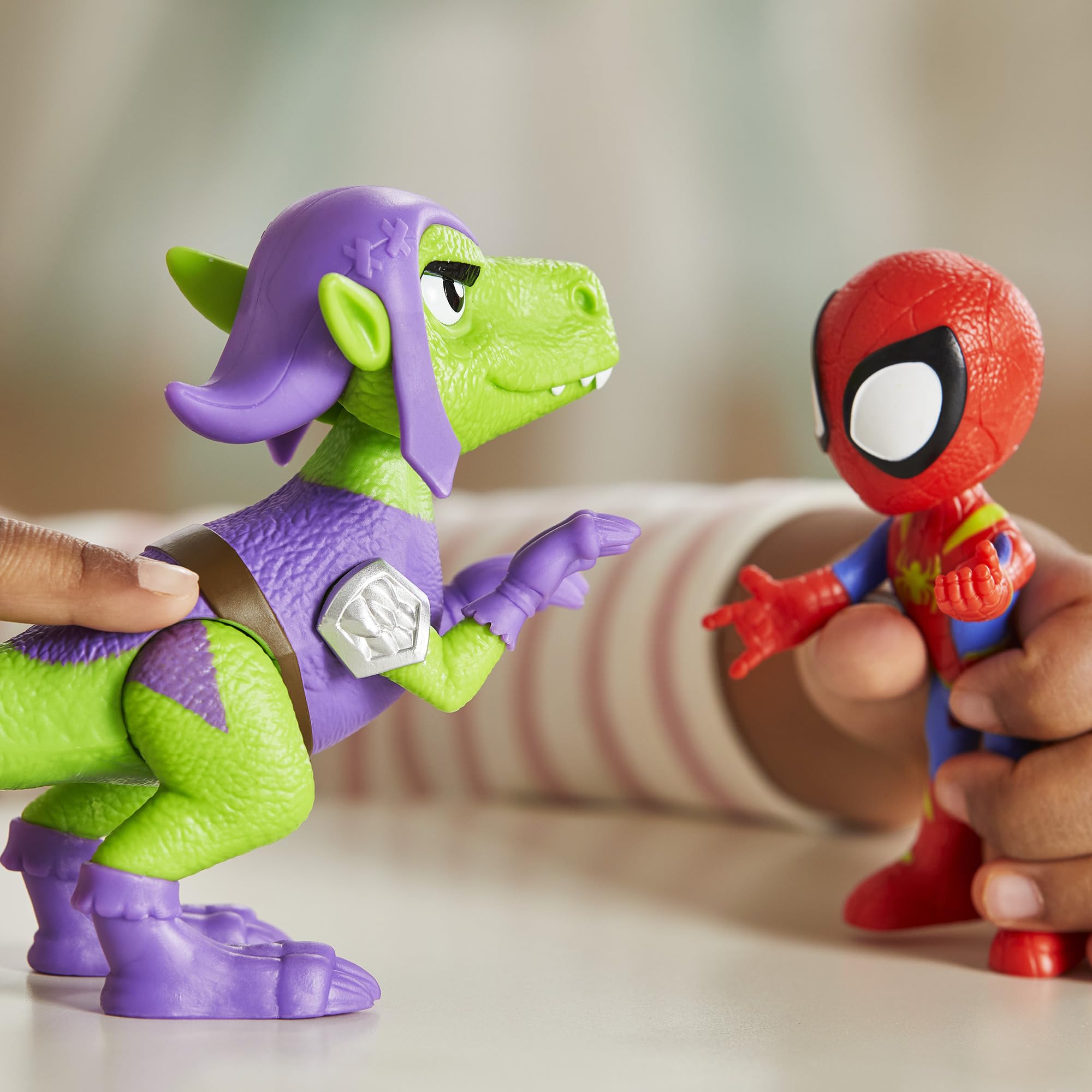 SPIDEY AND HIS AMAZING FRIENDS Dino-Webs Spidey & Goblin Raptor Dino 10 cm Action Figure Set (2 Figures) 4