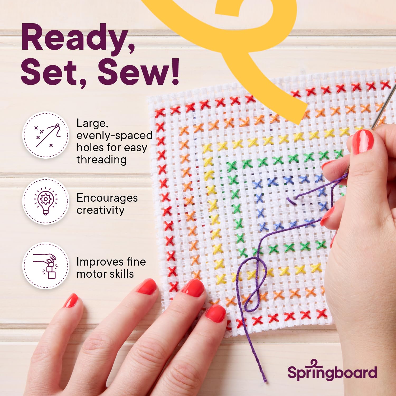 Springboard Supplies Cross Stitch Fabric Bookmarks - 50 Pack Binca Mesh for Sewing | 100% Cotton | Assorted Colors